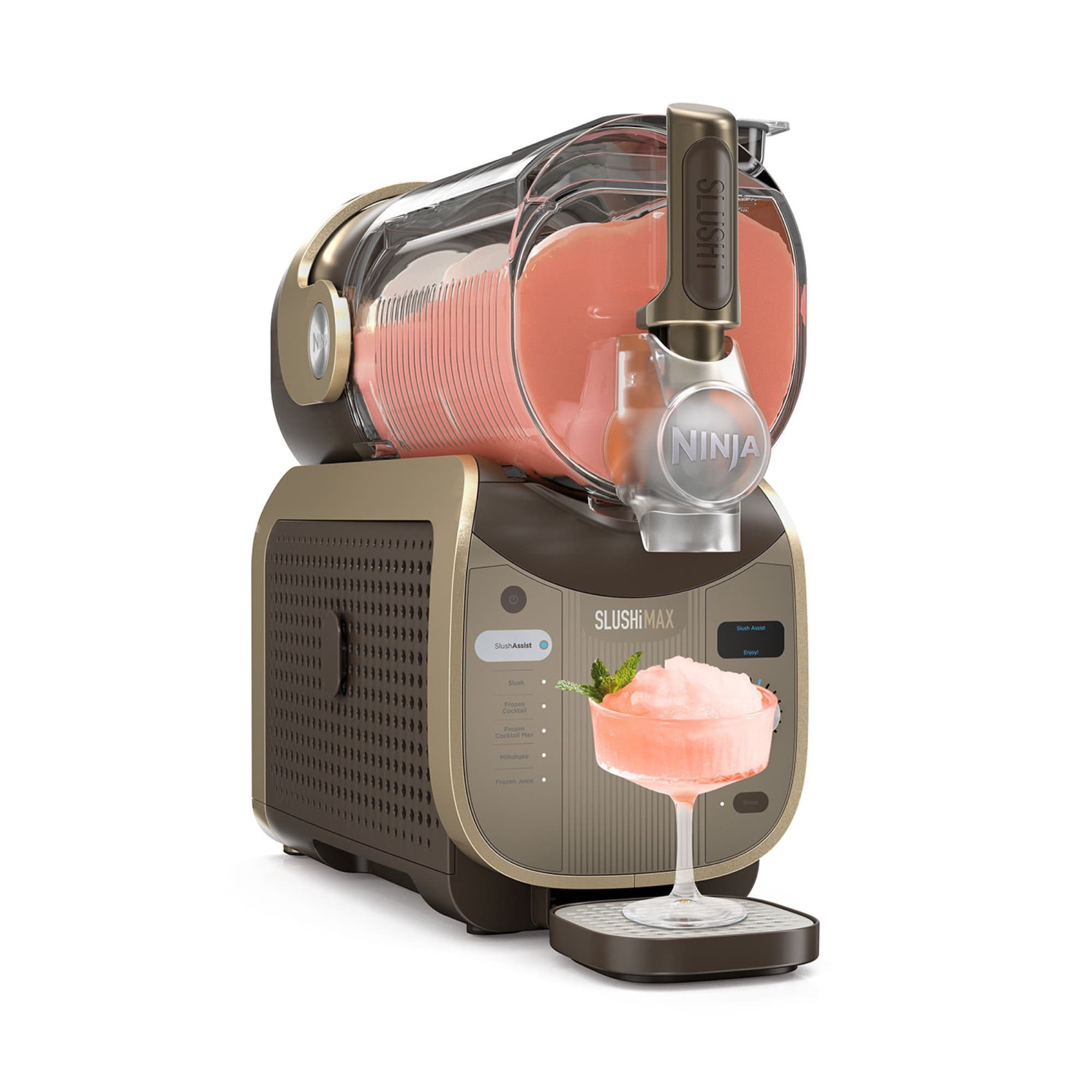 SLUSHi MAX from the side with a glass of slush