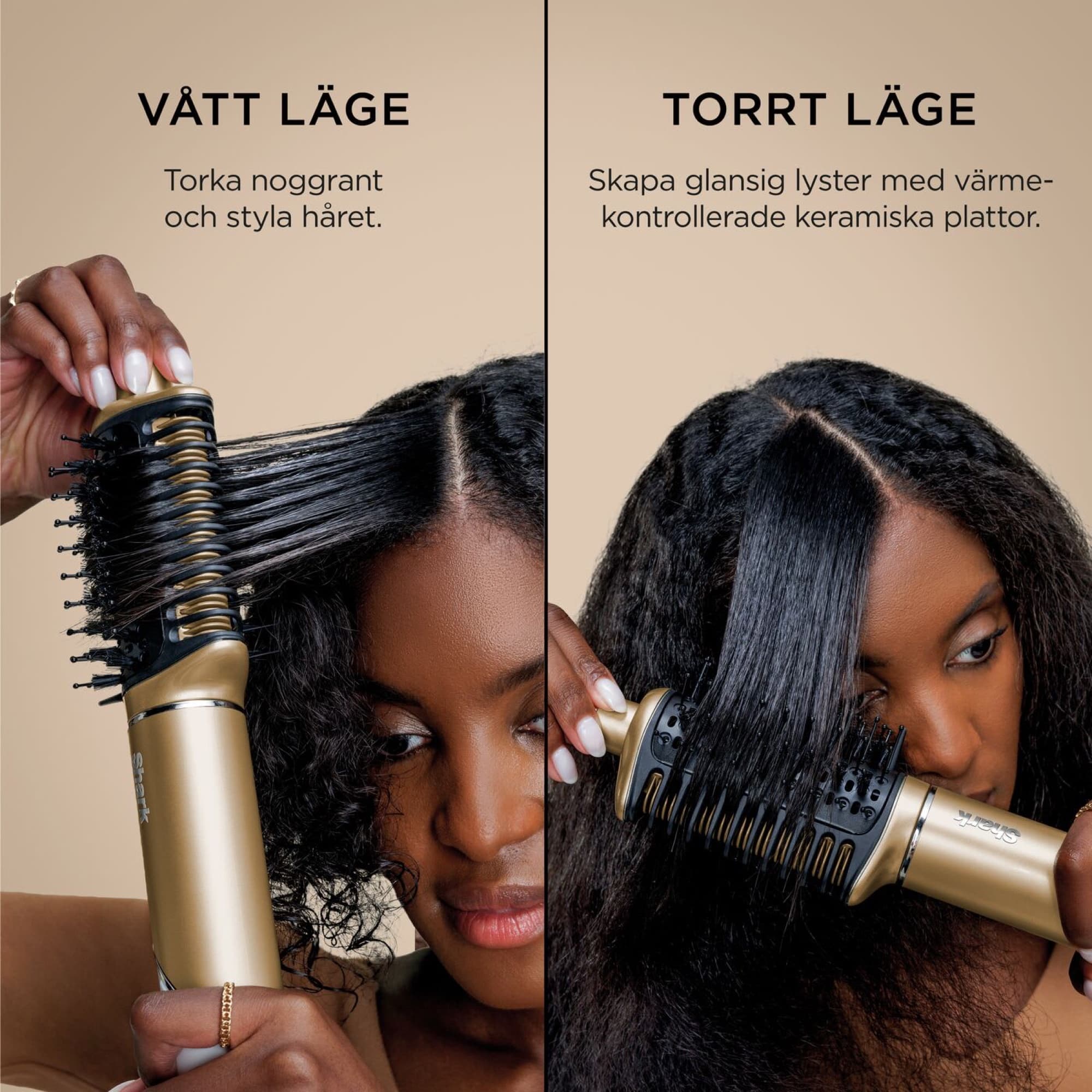 The Glossi brush in wet mode and dry mode