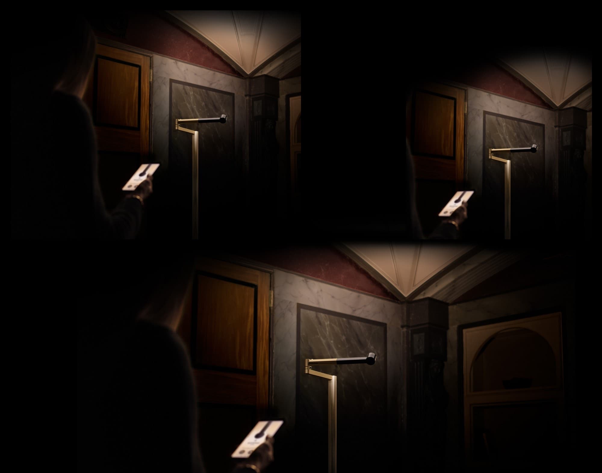 The floor lamp in a dark room