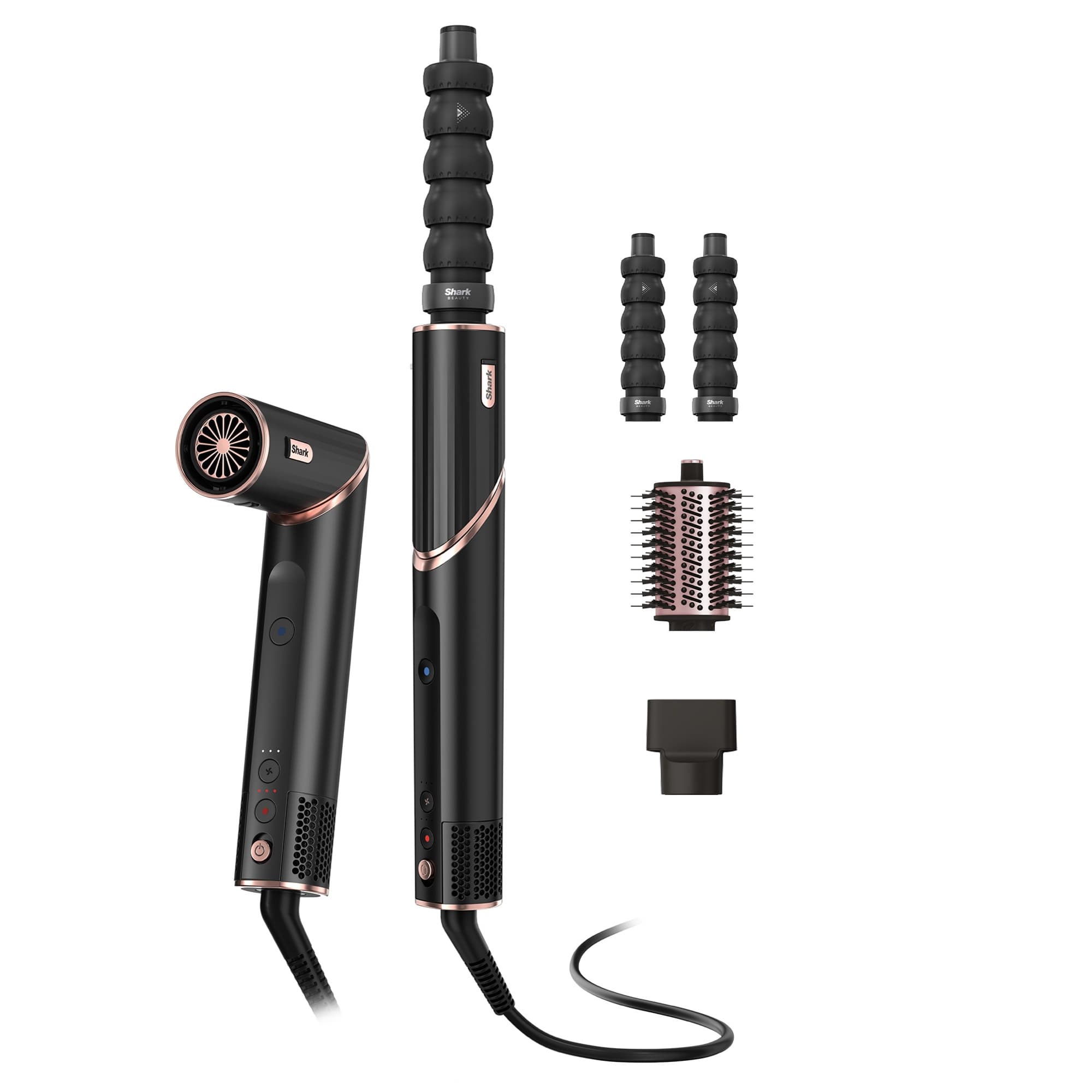 Shark FlexStyle 3-in-1 in black and rose gold with attachments