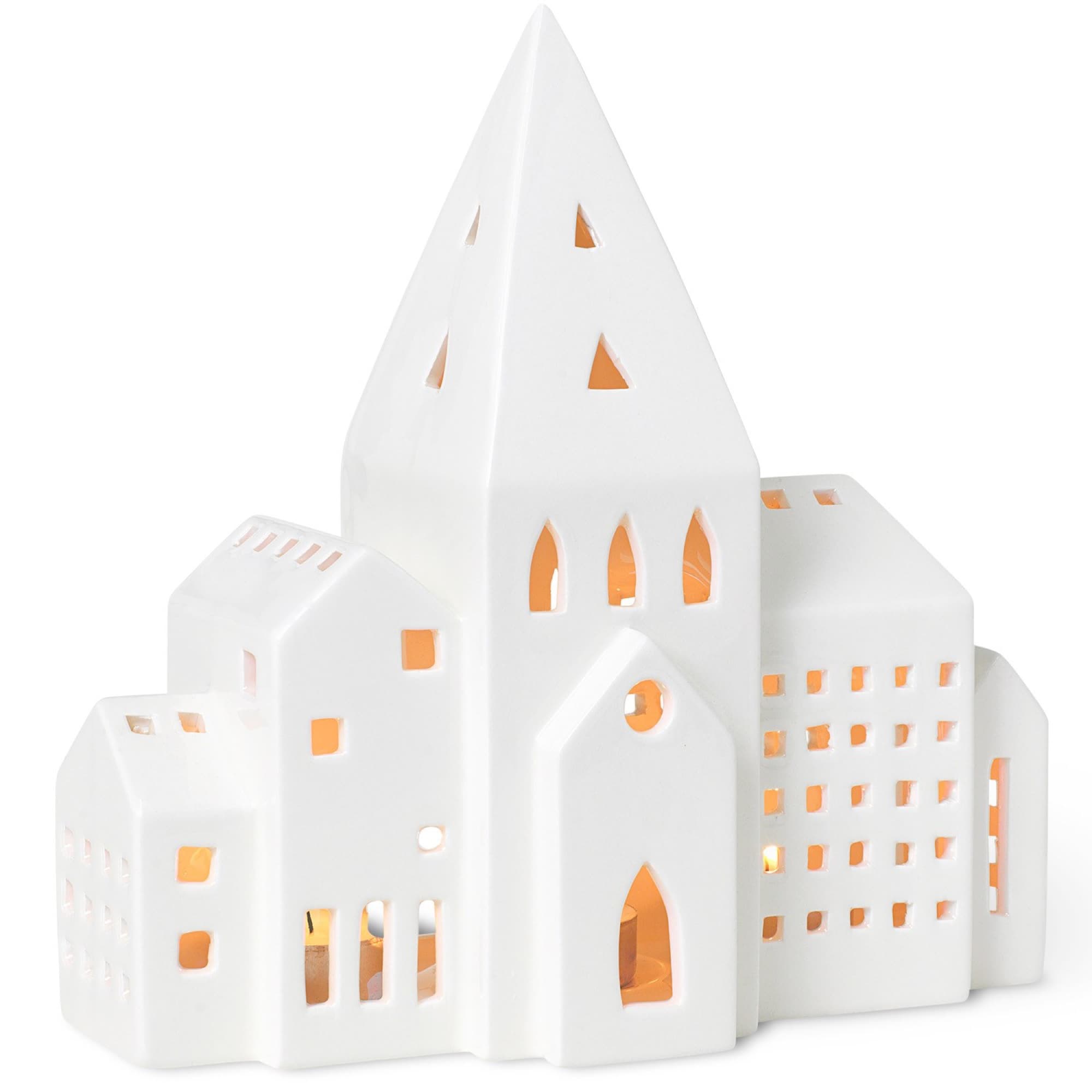 Kähler Urbania City tealight house in white ceramic