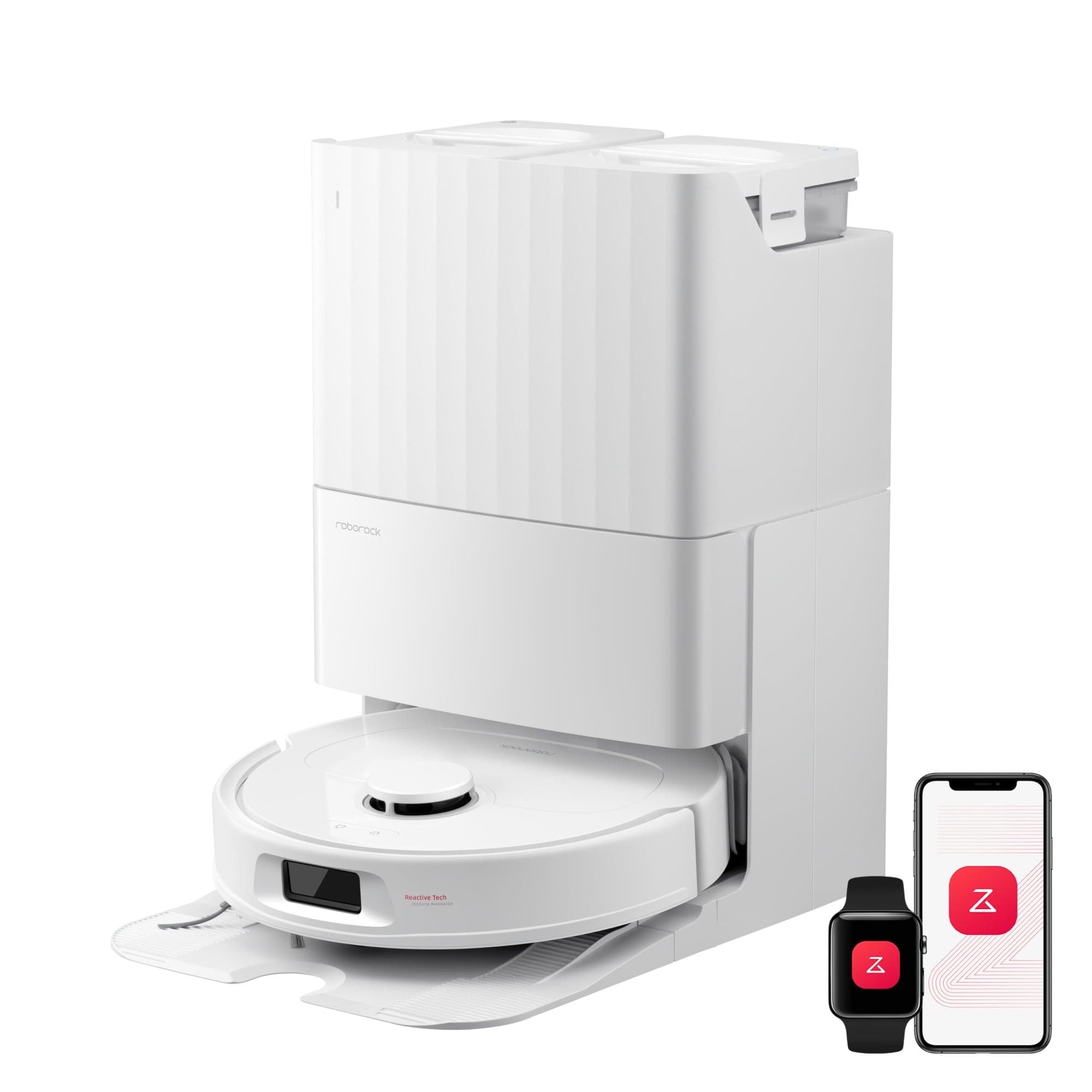 Roborock Qrevo S Pro in white with its dock