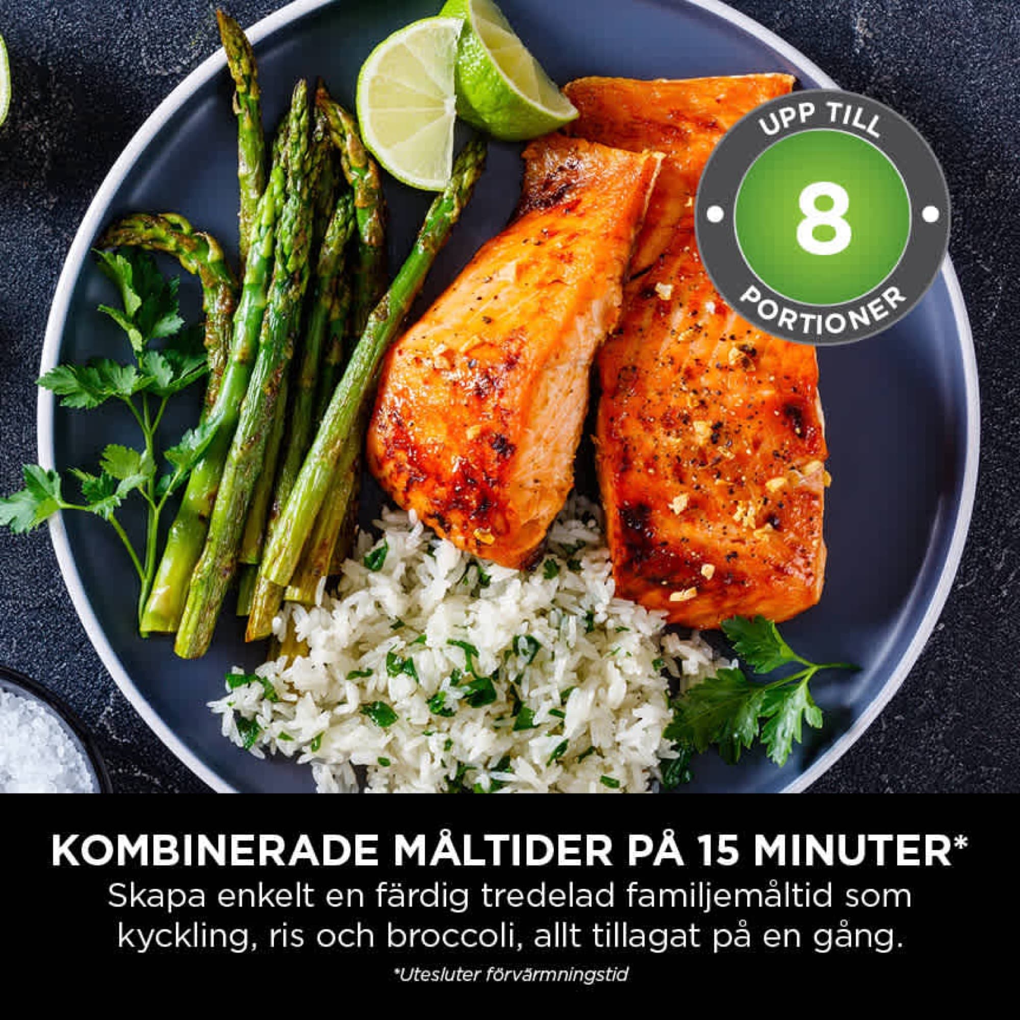 Salmon, rice and asparagus cooked together