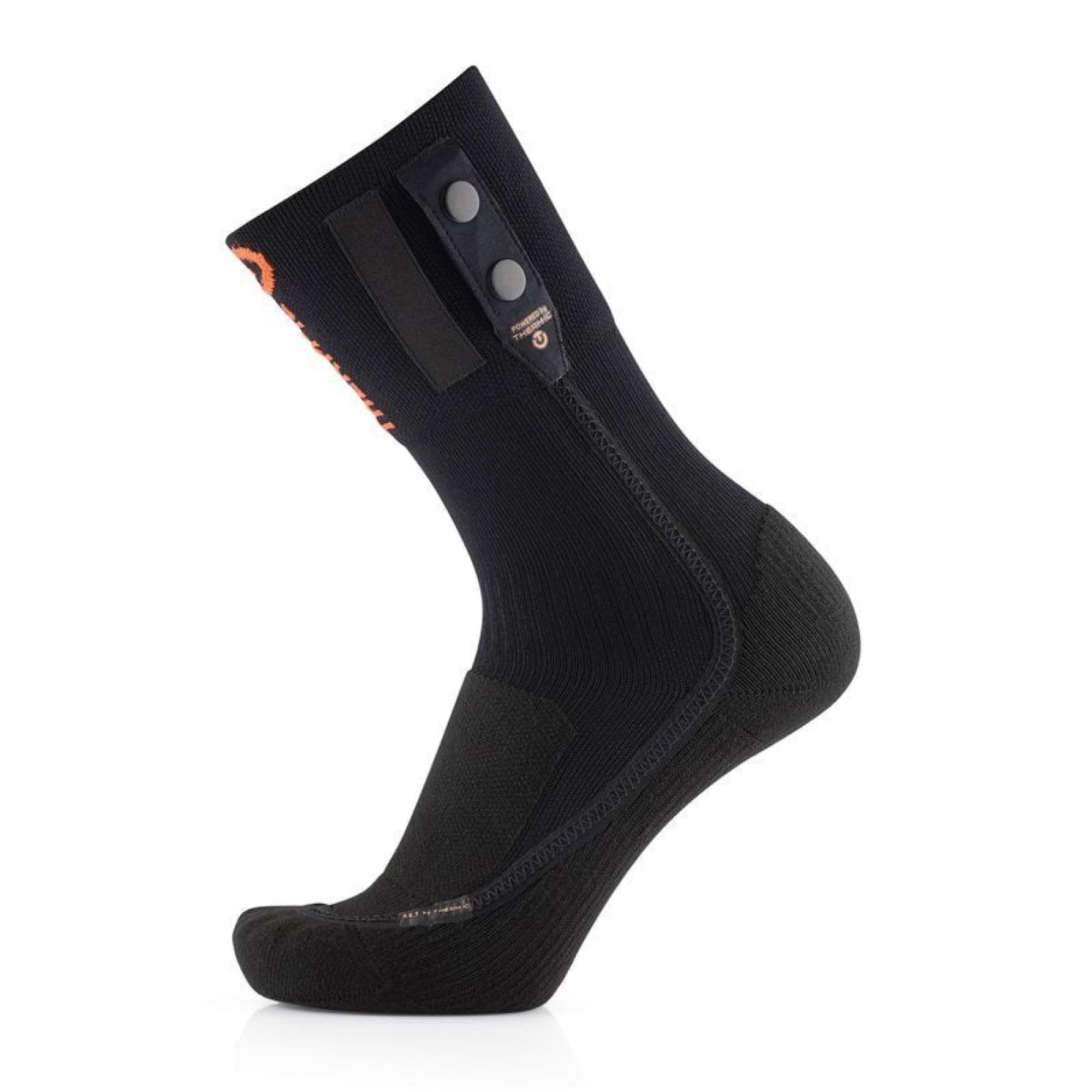 The heated sock with the battery mount