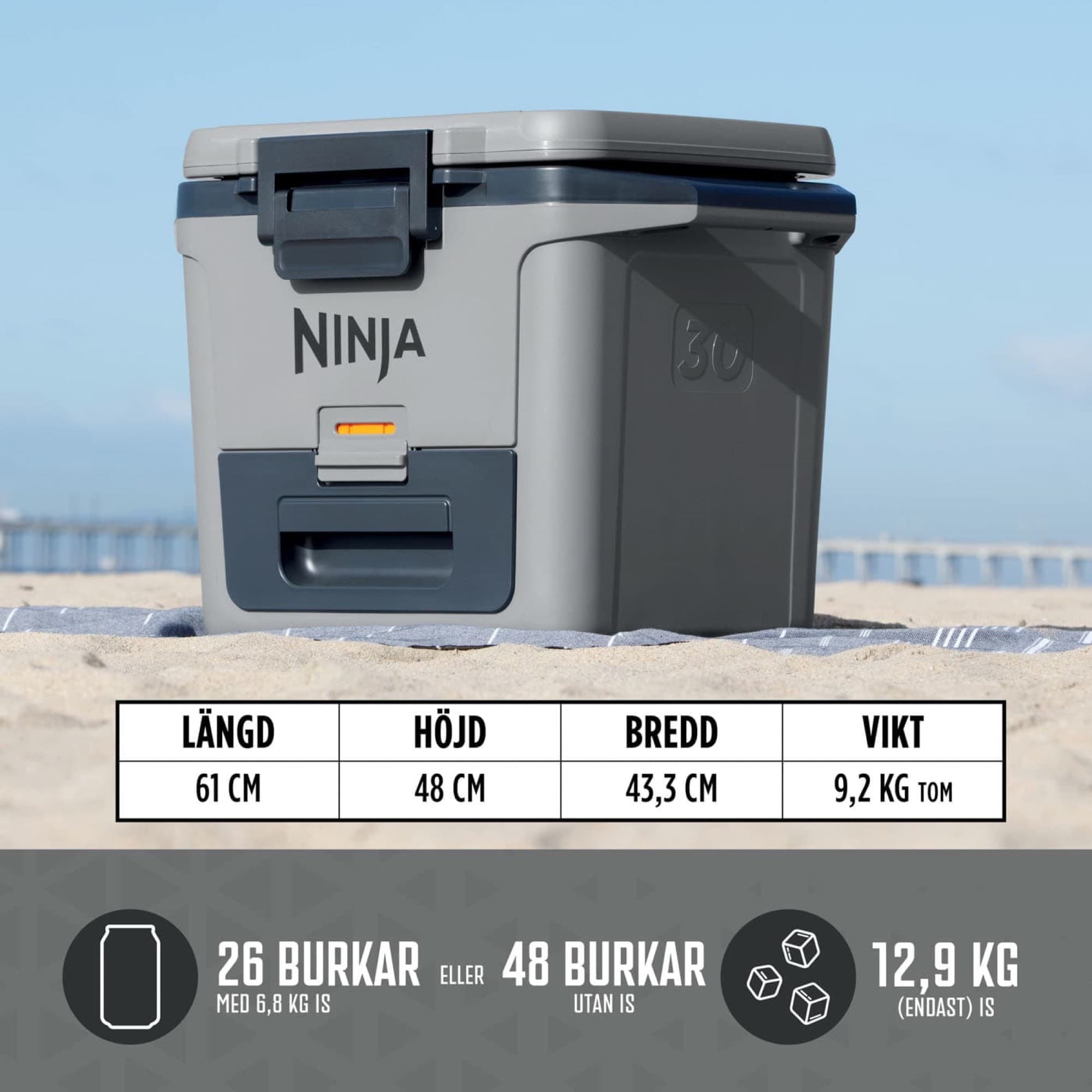 The cooler's dimensions and capacity
