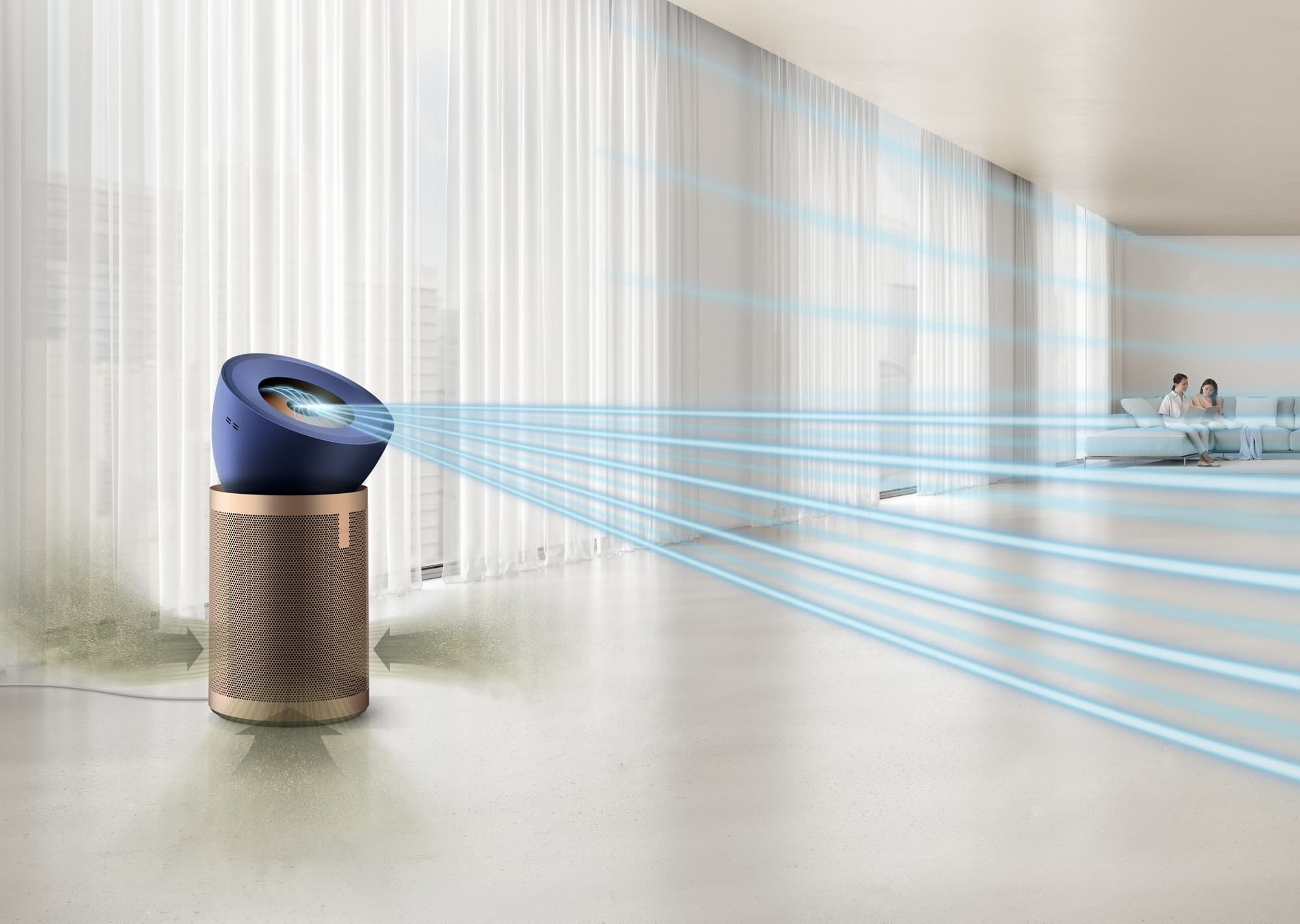The airflow in a large open space
