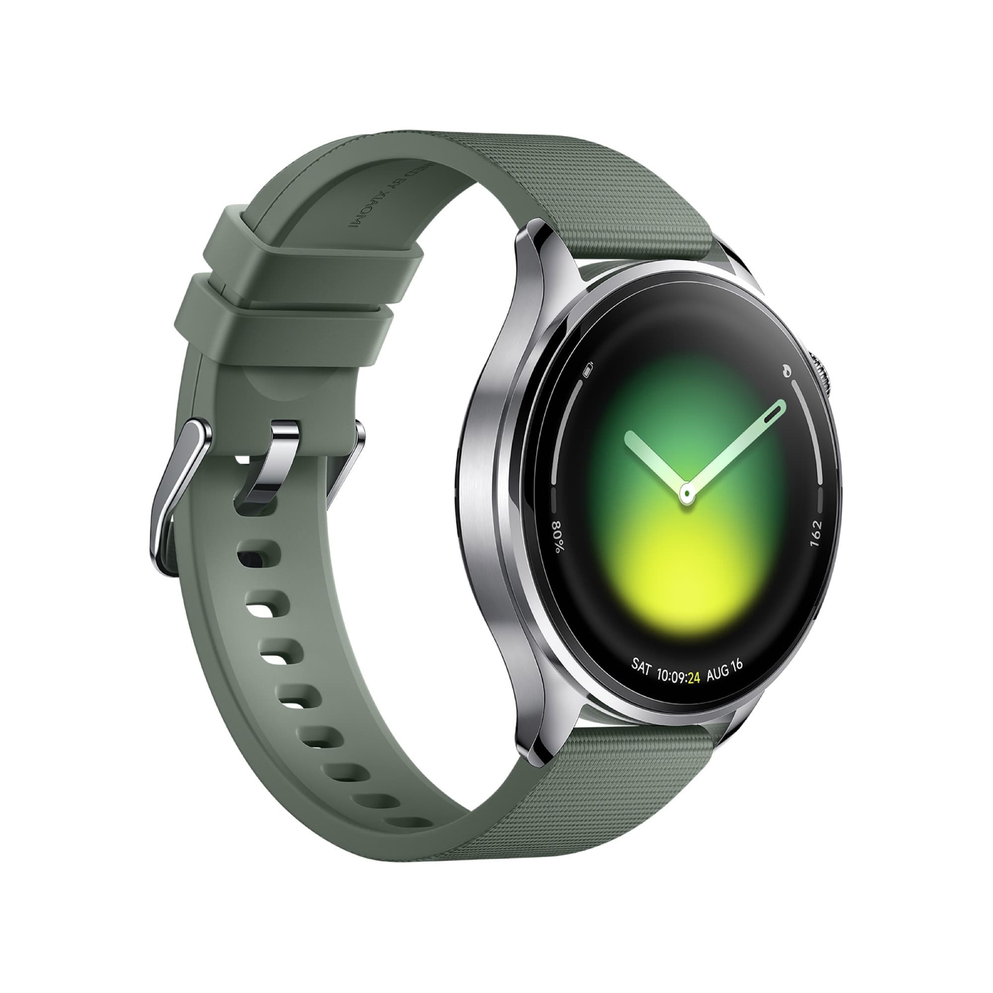 Green Xiaomi Watch 5 with the strap