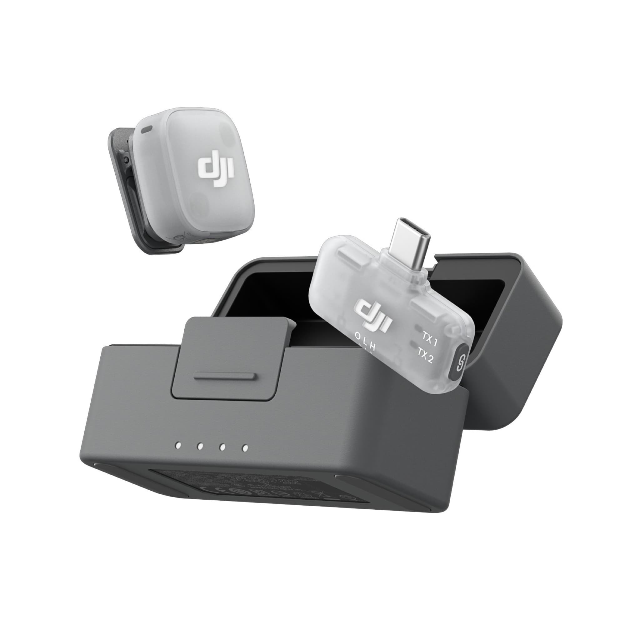 Transmitter and mobile receiver with charging case