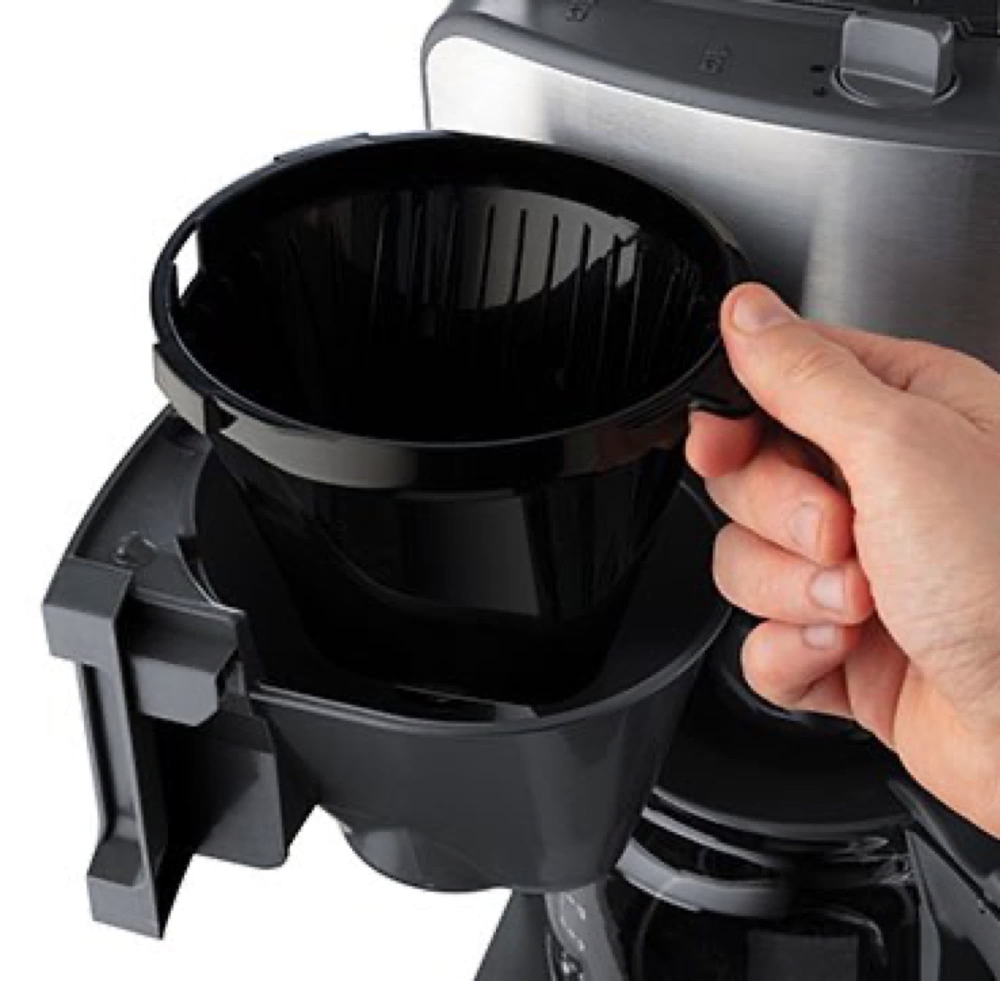 The filter holder swings out
