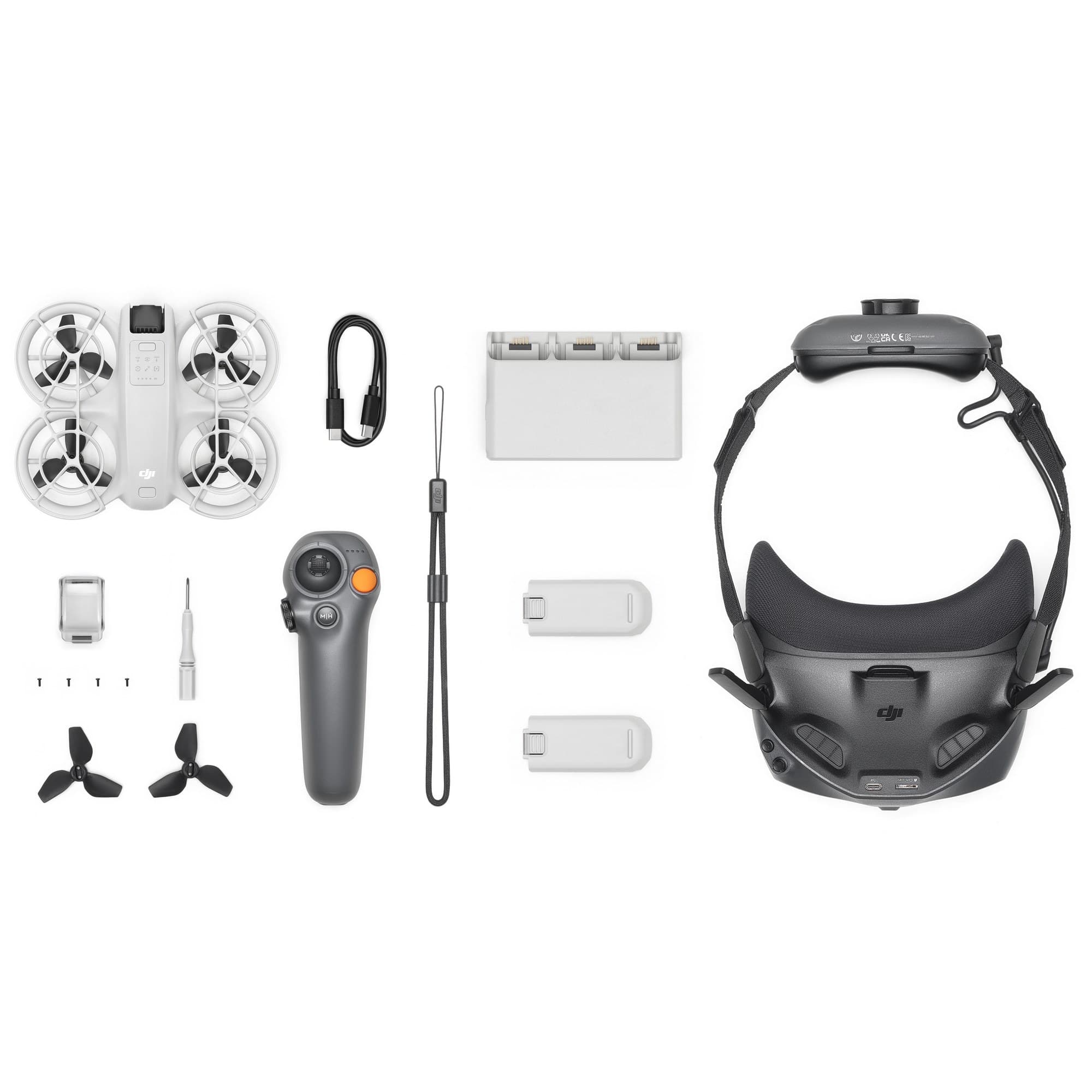 Contents of the Motion Fly More Combo with goggles and motion controller