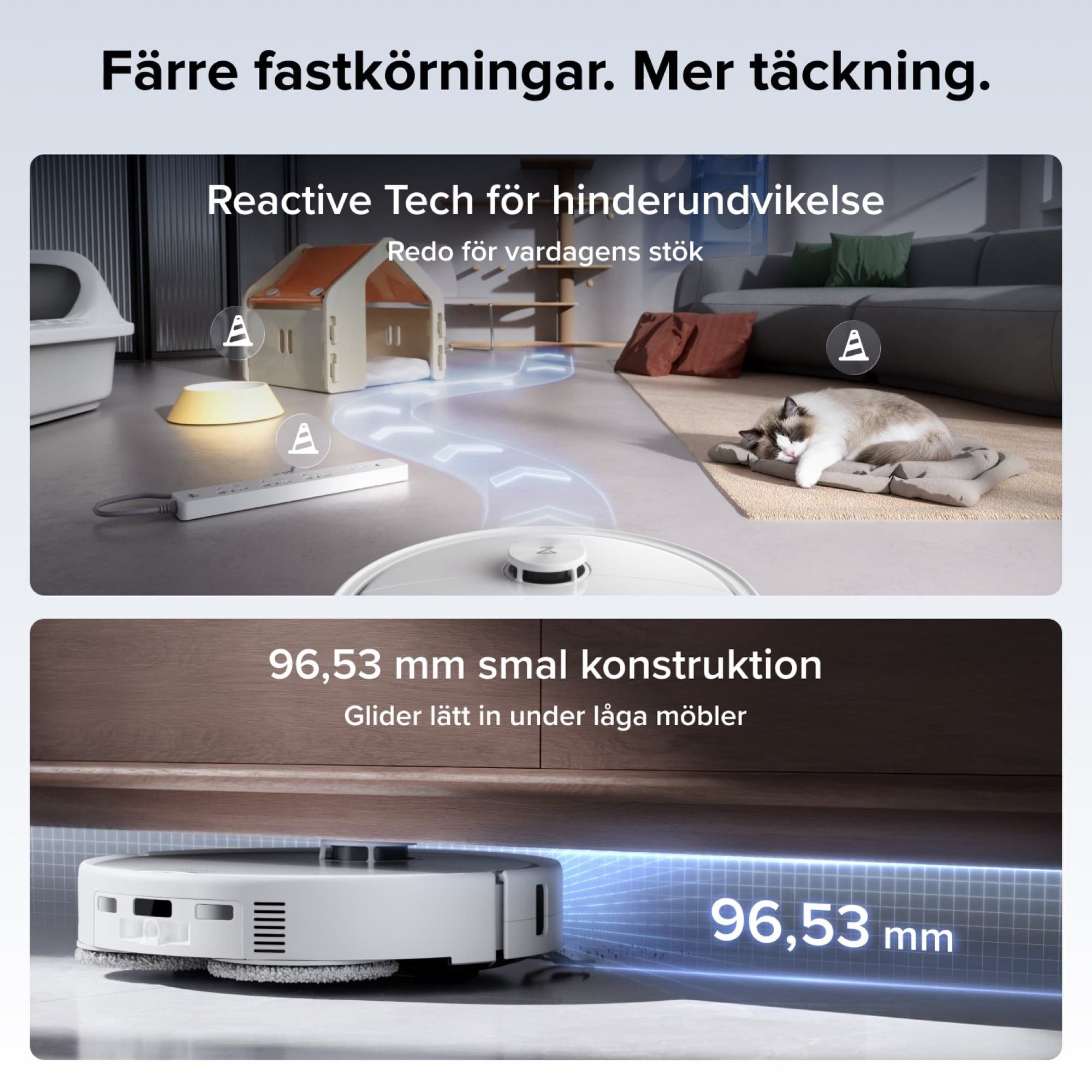 Qrevo 2 Pro avoiding obstacles and going under low furniture