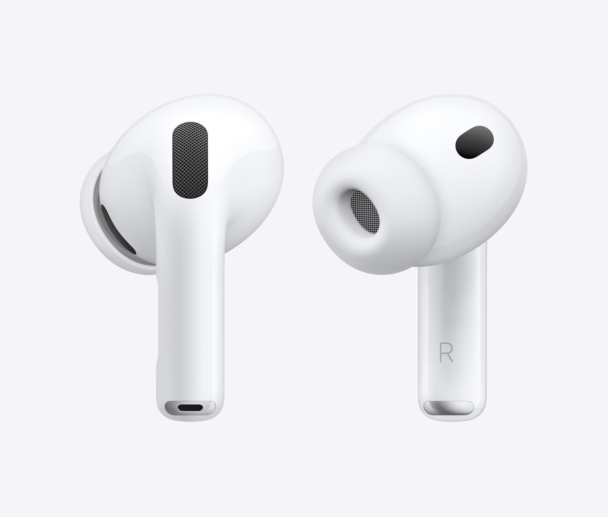 Two AirPods Pro 3 earbuds