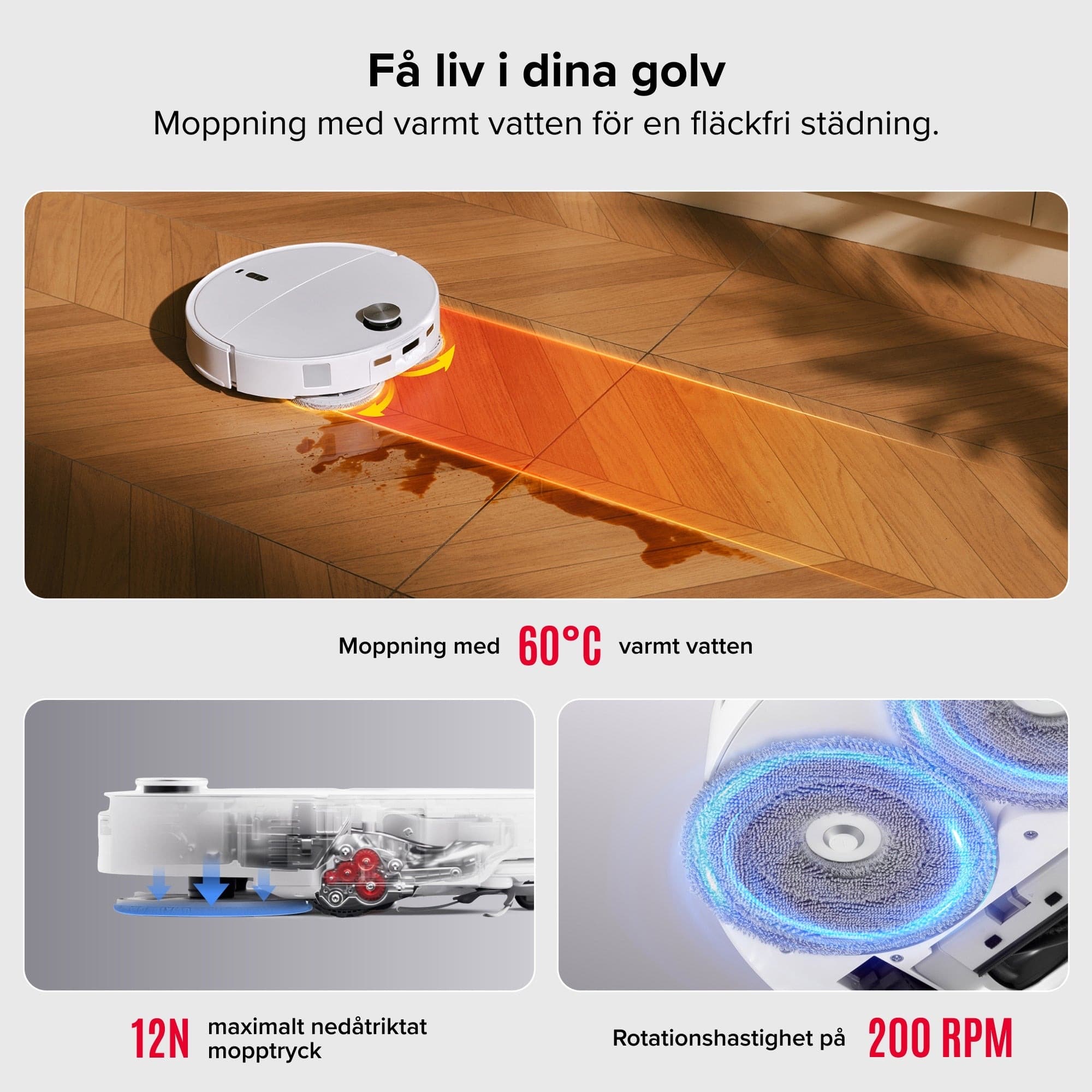 Mopping with warm water