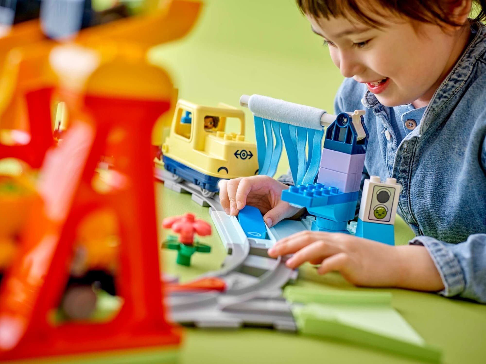 DUPLO big interactive community train being built and played with