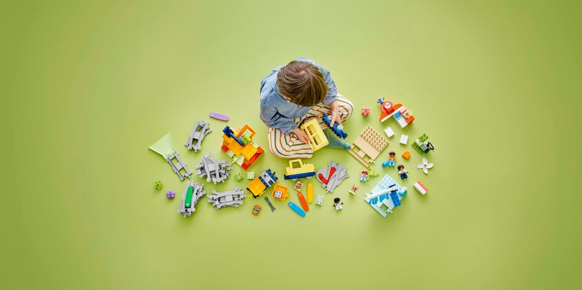 DUPLO big interactive community train being built and played with