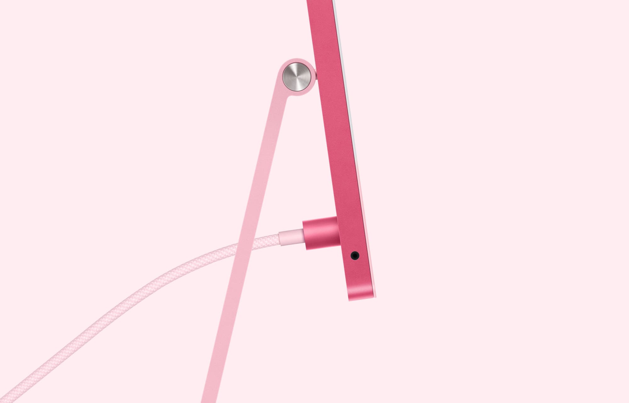 The foot and power cable in pink