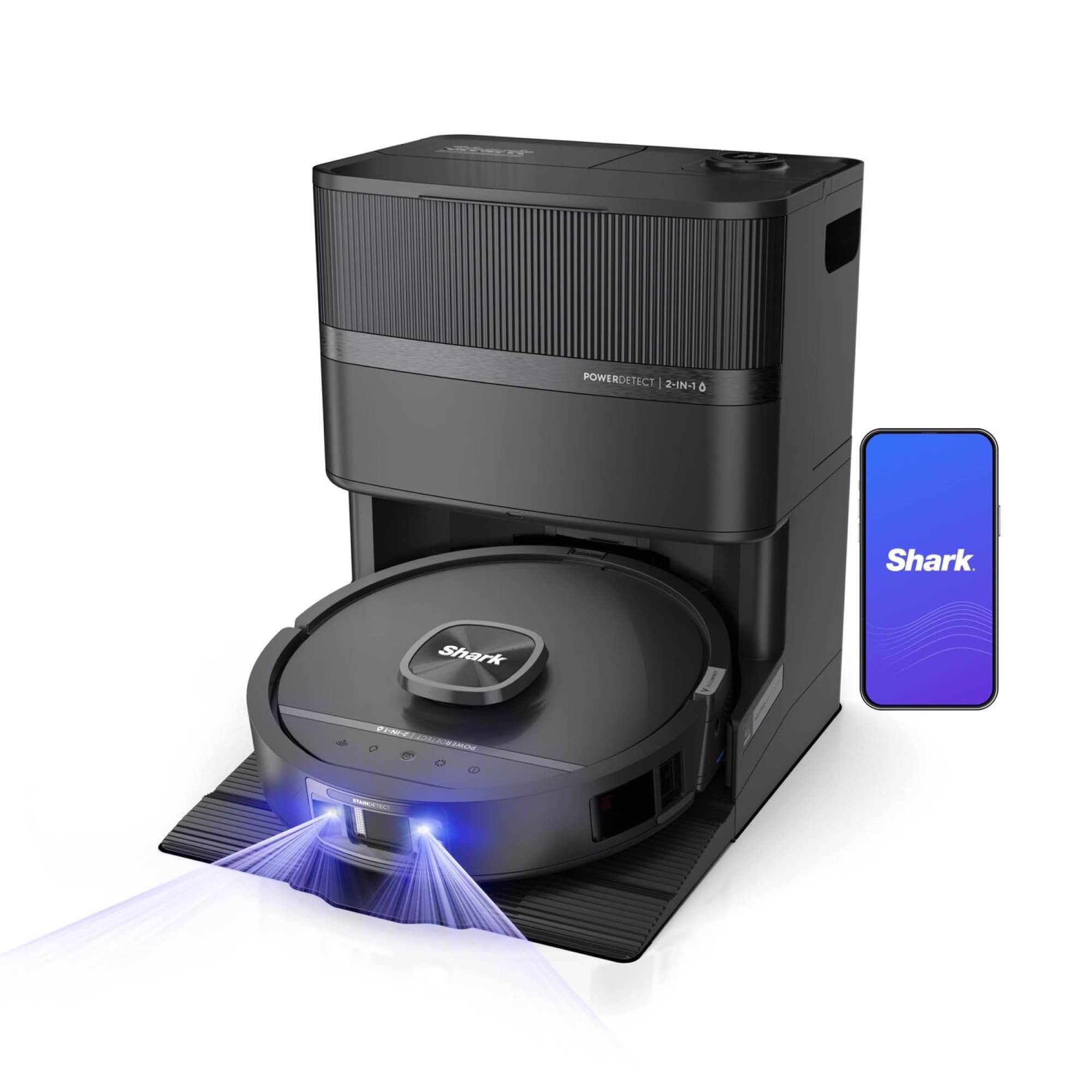 Shark PowerDetect UV Reveal in black with its base