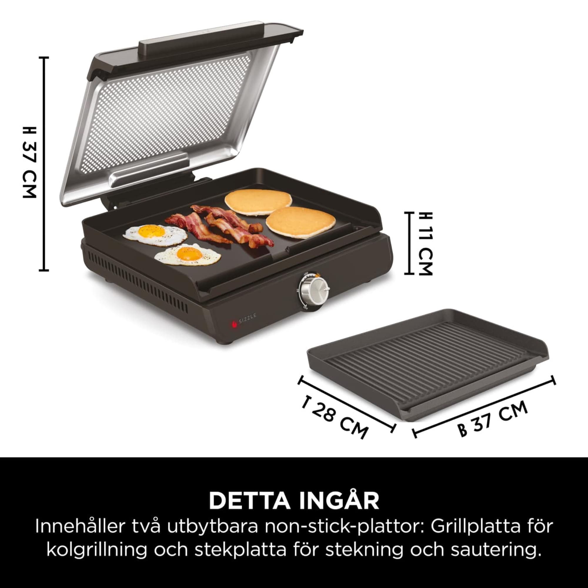 Grill plate and flat plate with dimensions