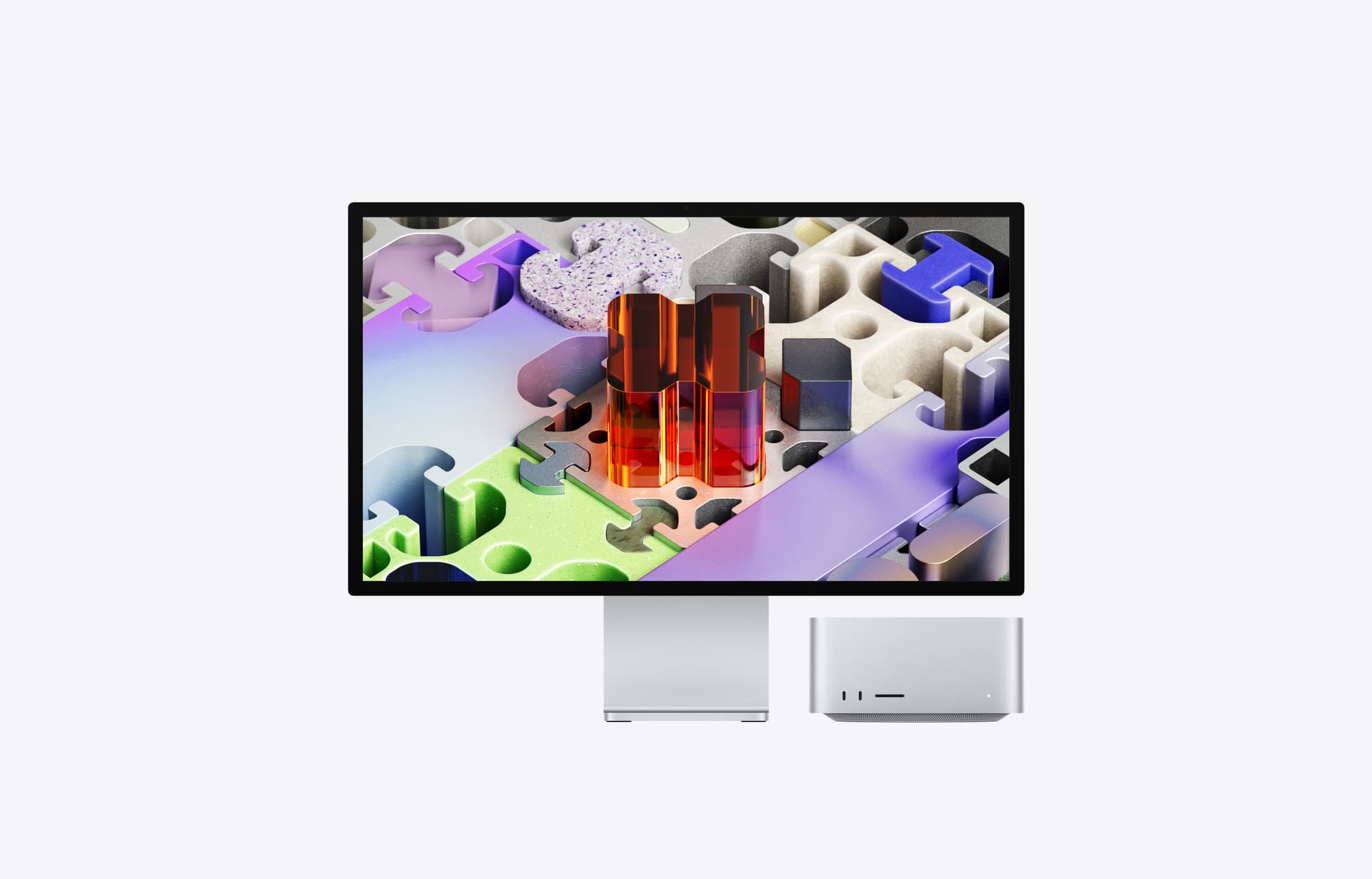 Mac Studio under a display