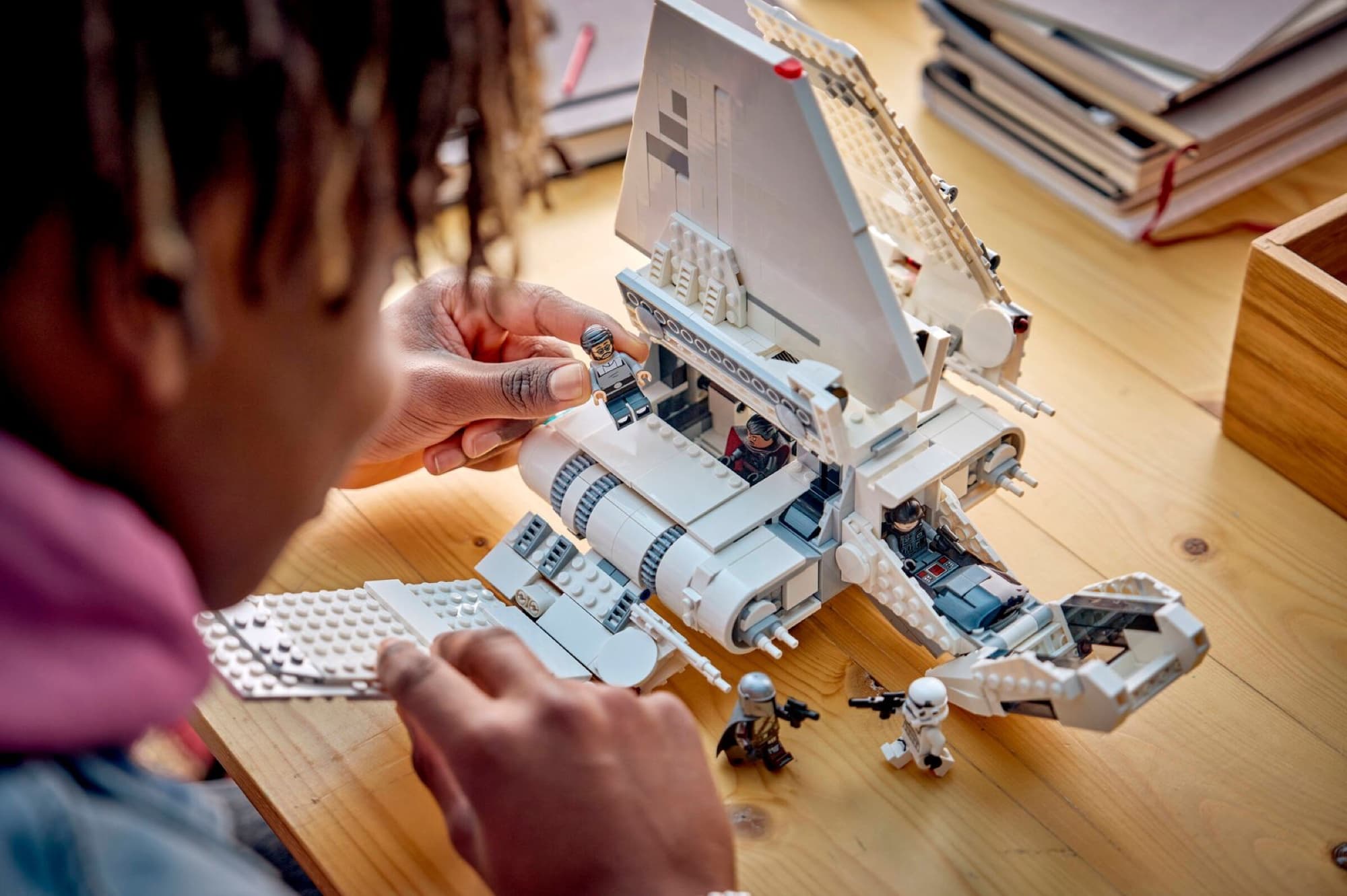 The Lambda shuttle being built and played with