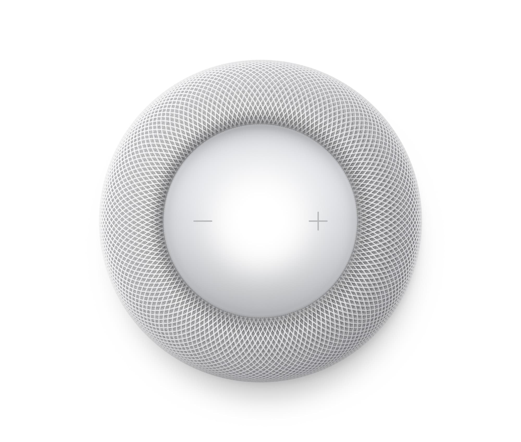 The touch surface on top of a white HomePod
