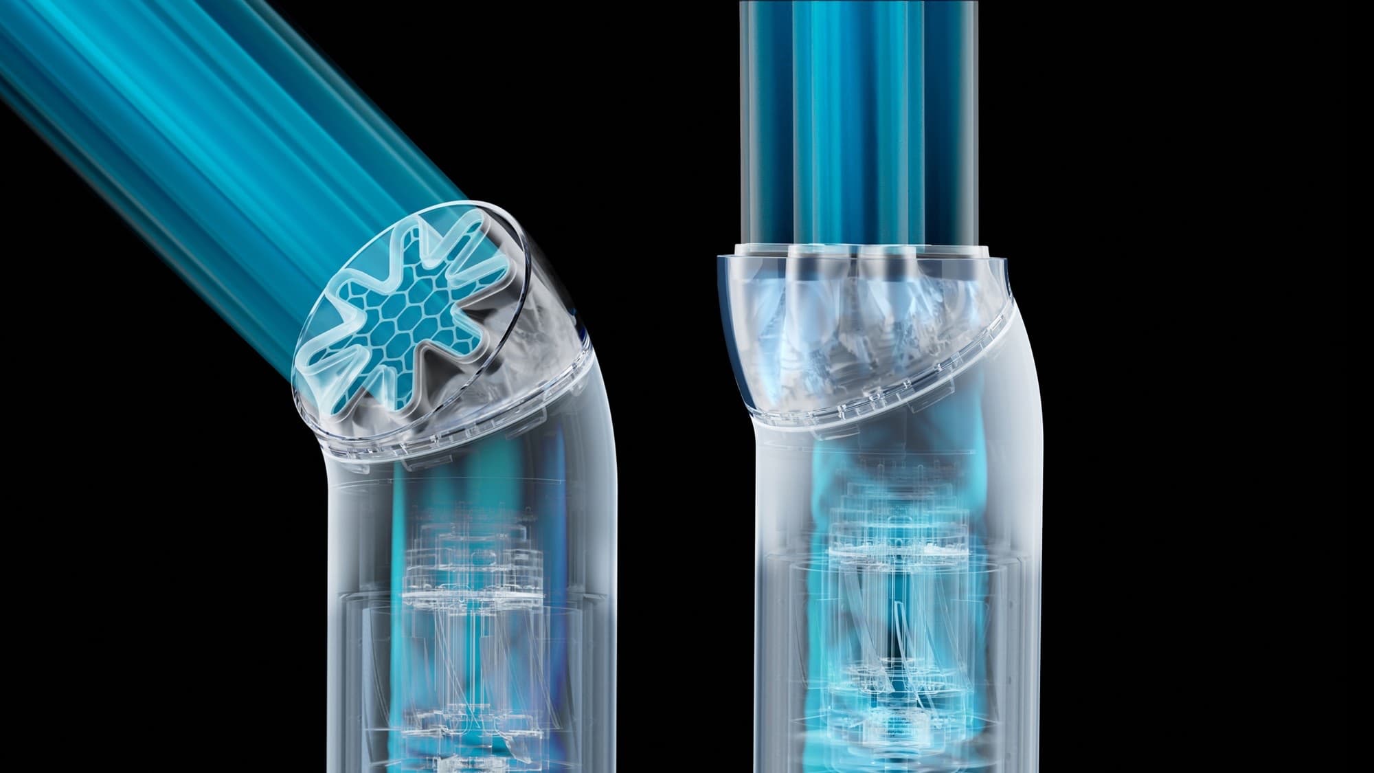 The airflow through the nozzle