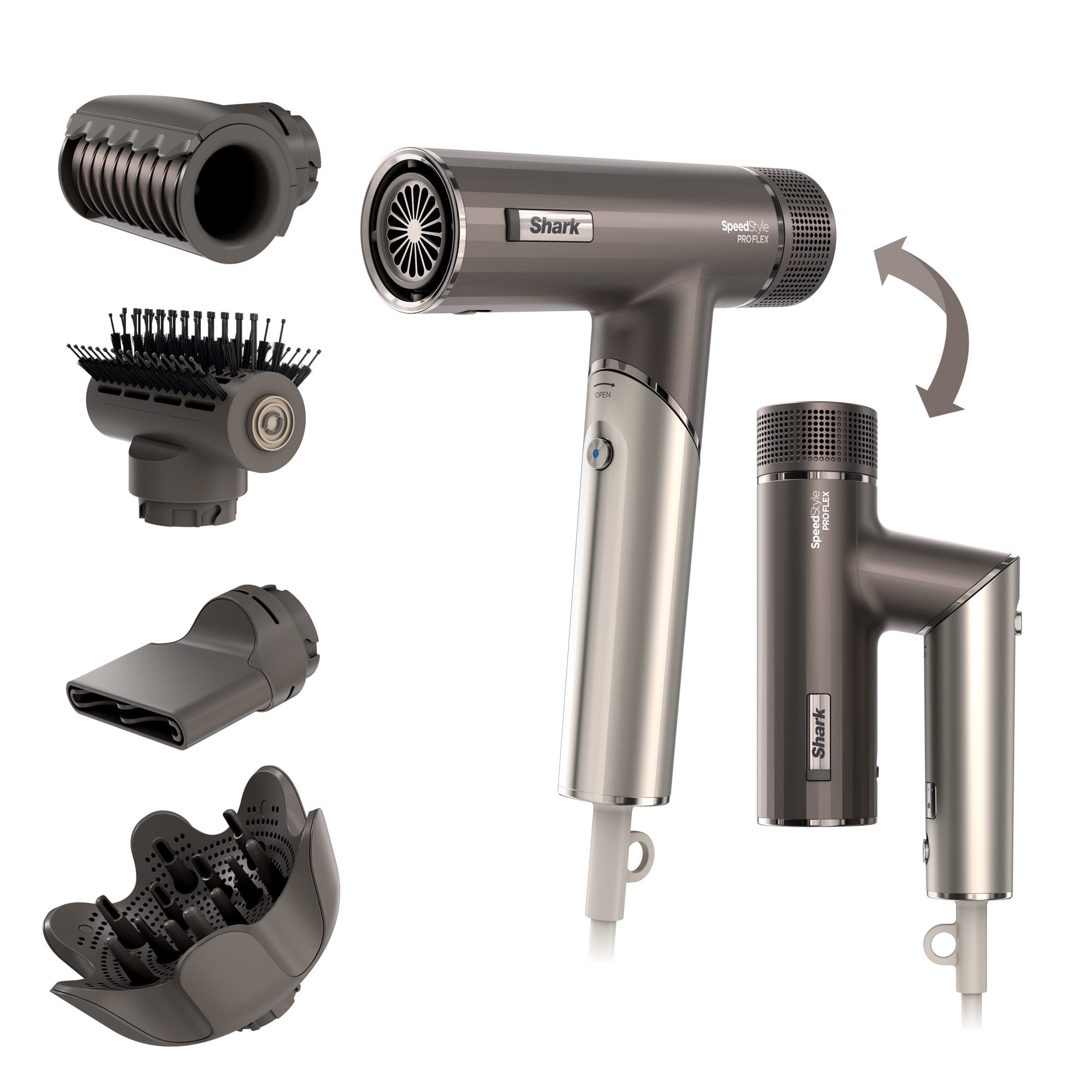 The dryer folds – with the four attachments
