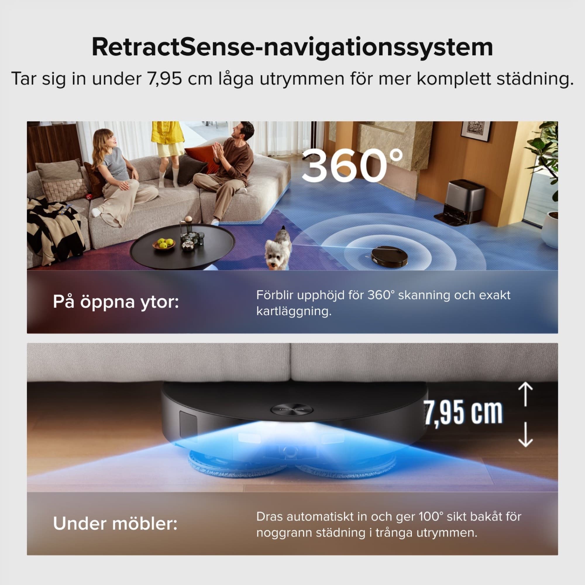 Saros 20 Neo driving under a low piece of furniture