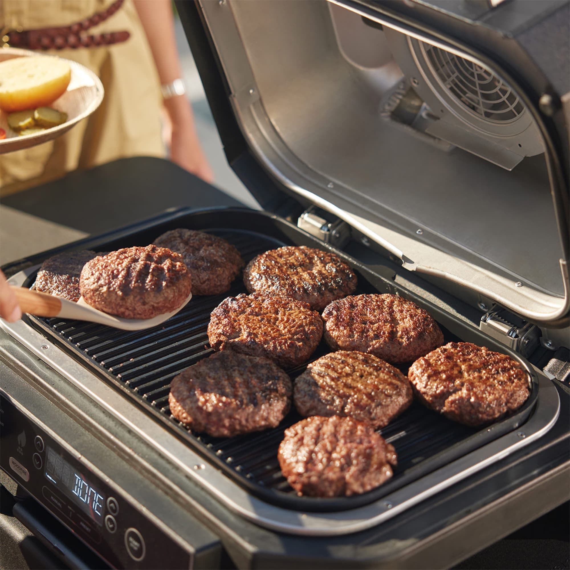 Burgers on the grill plate