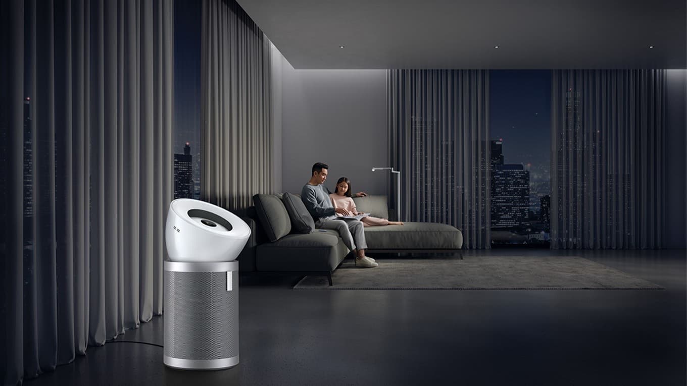 The purifier in a large living room