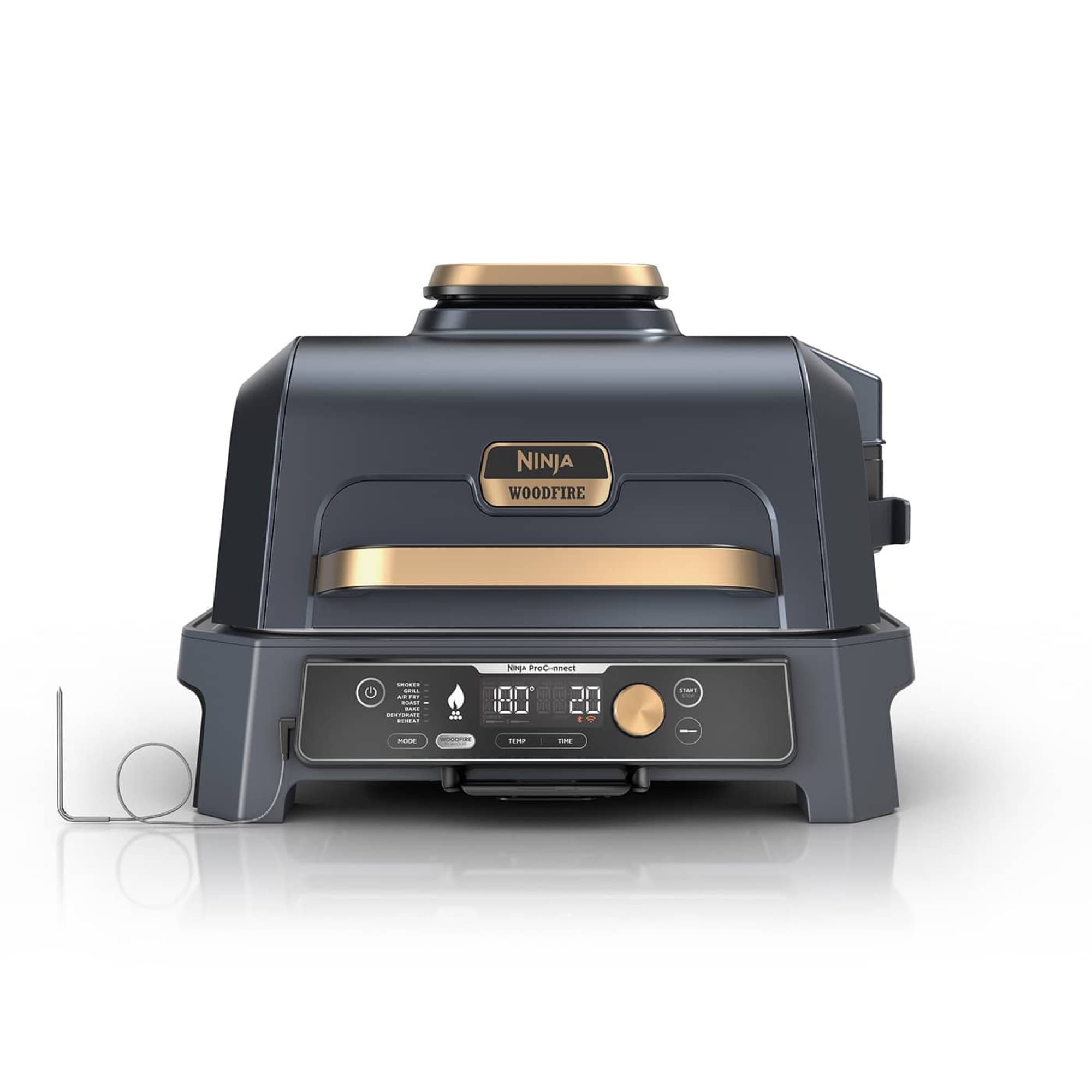 The grill in blue and gold