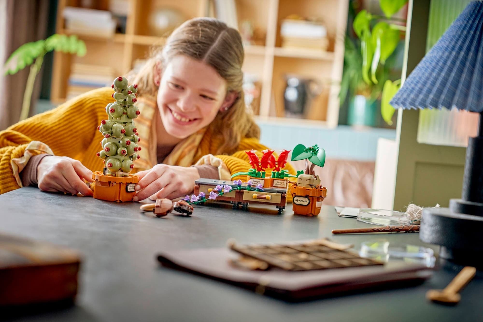 The Herbology plants being built and played with