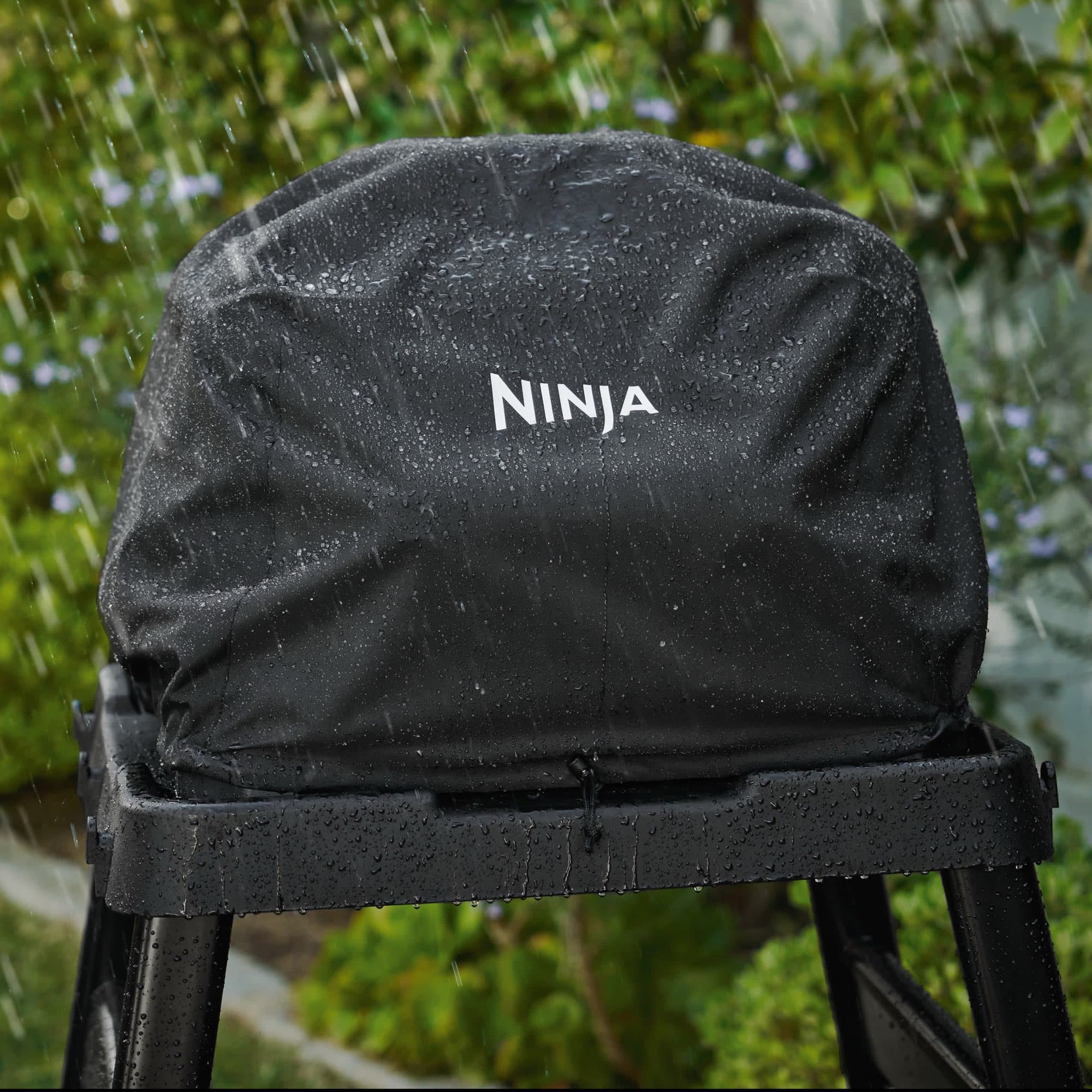 Rain on the cover in the garden