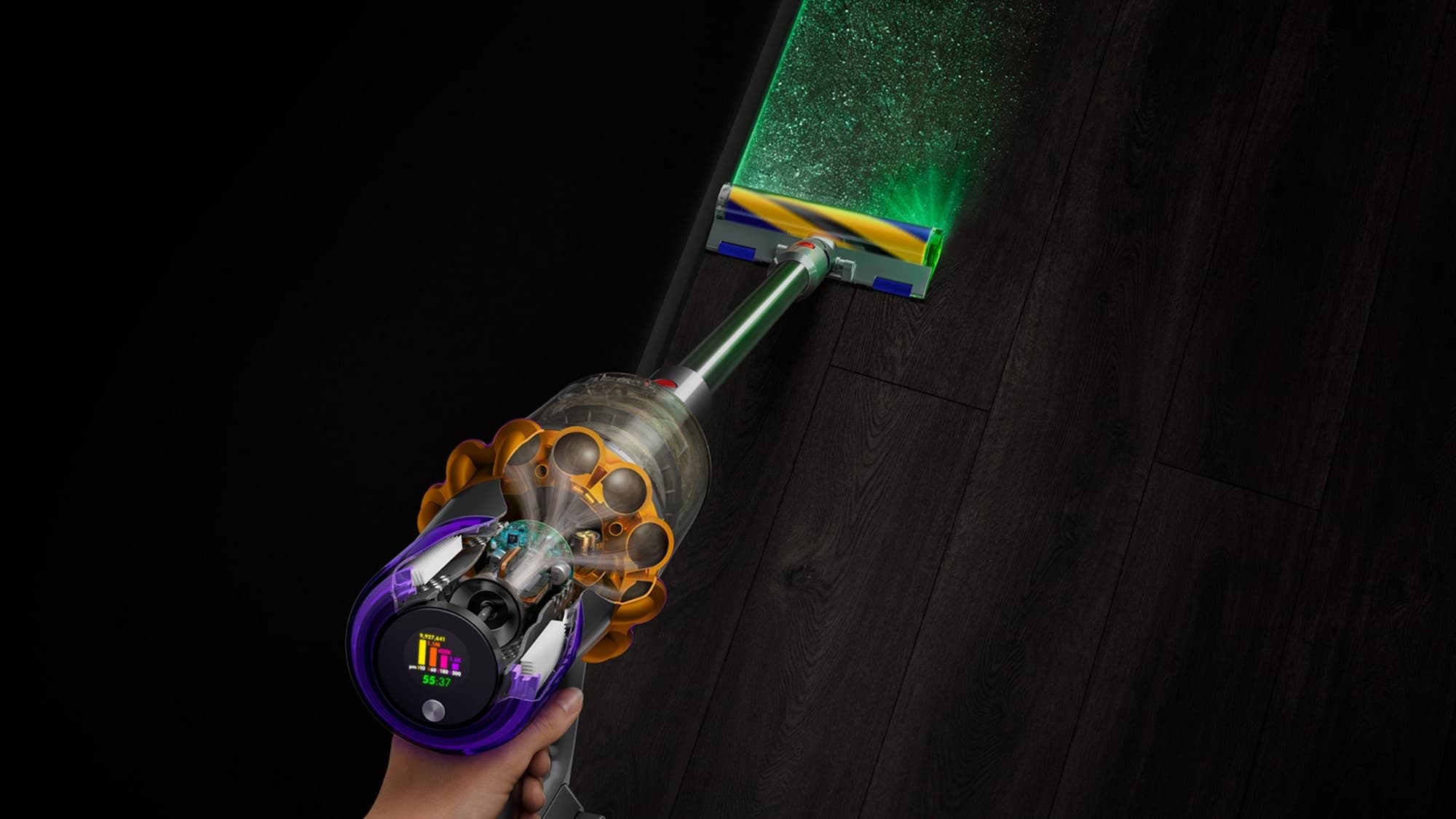 The vacuum with LCD screen and light