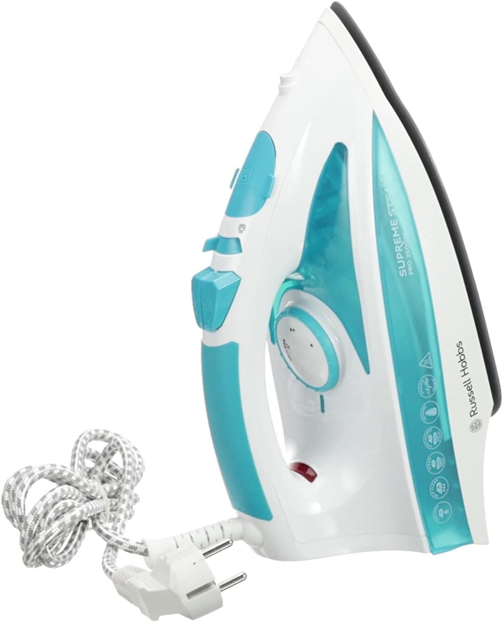 The iron standing upright with its cord
