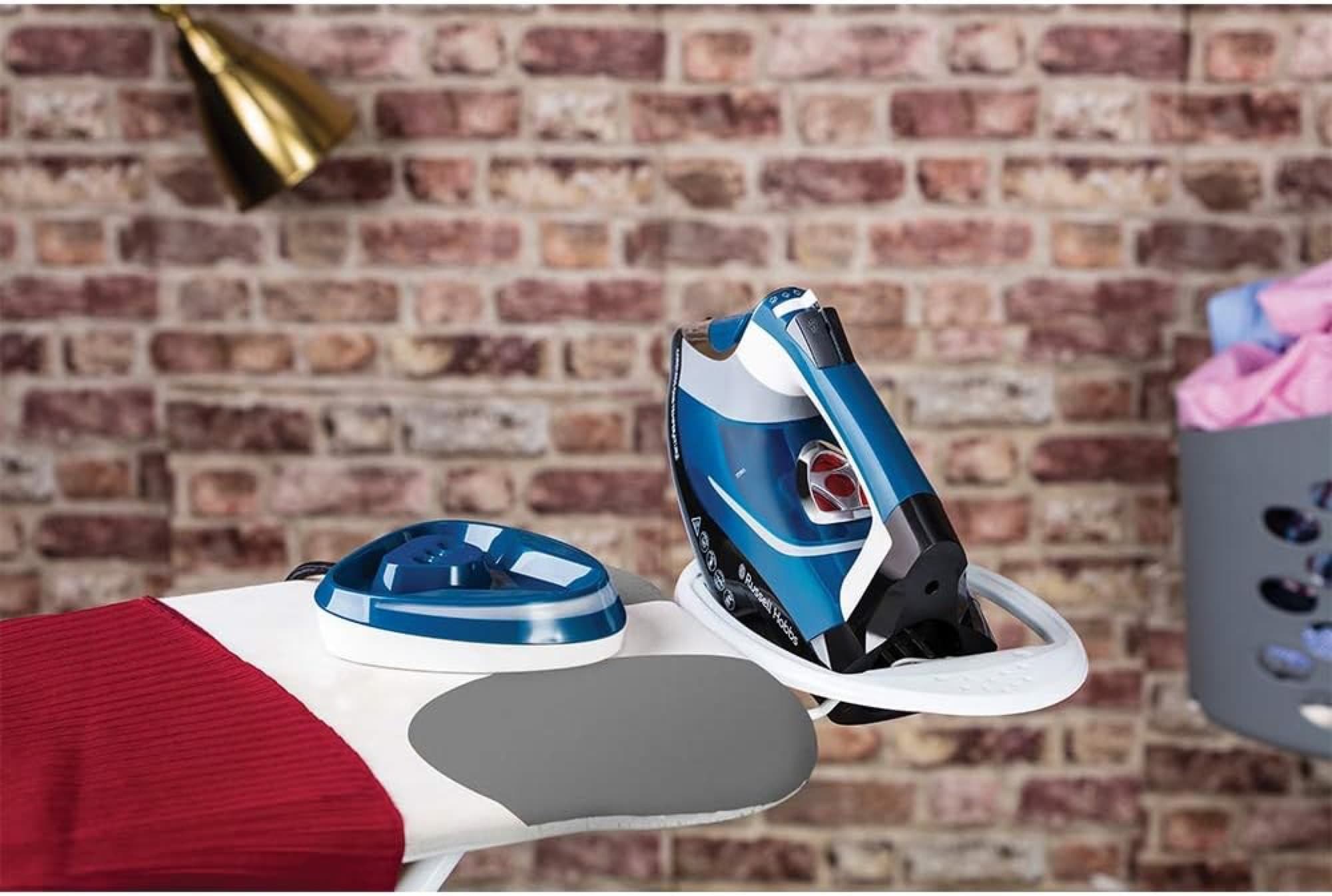 The iron at the ironing board