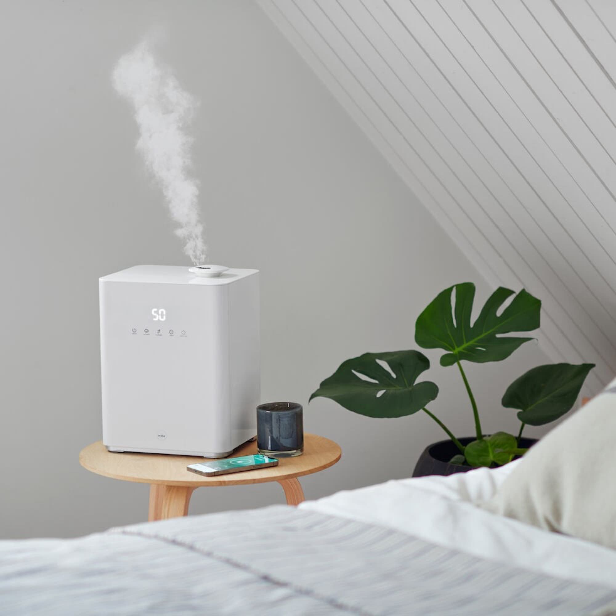 The humidifier in the bedroom