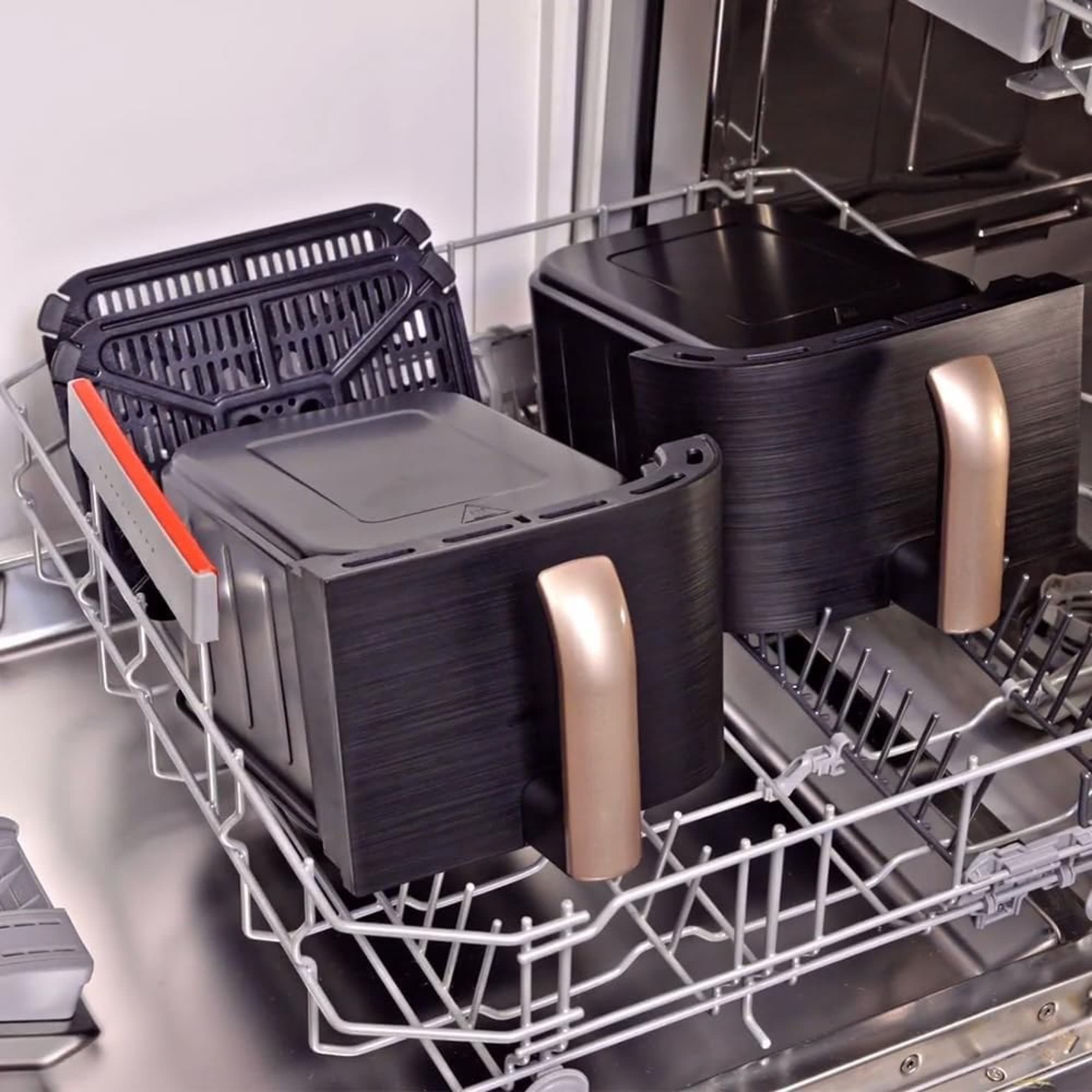 The baskets in the dishwasher