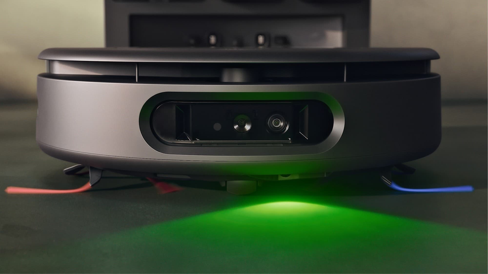 Close-up of the robot's camera and green light