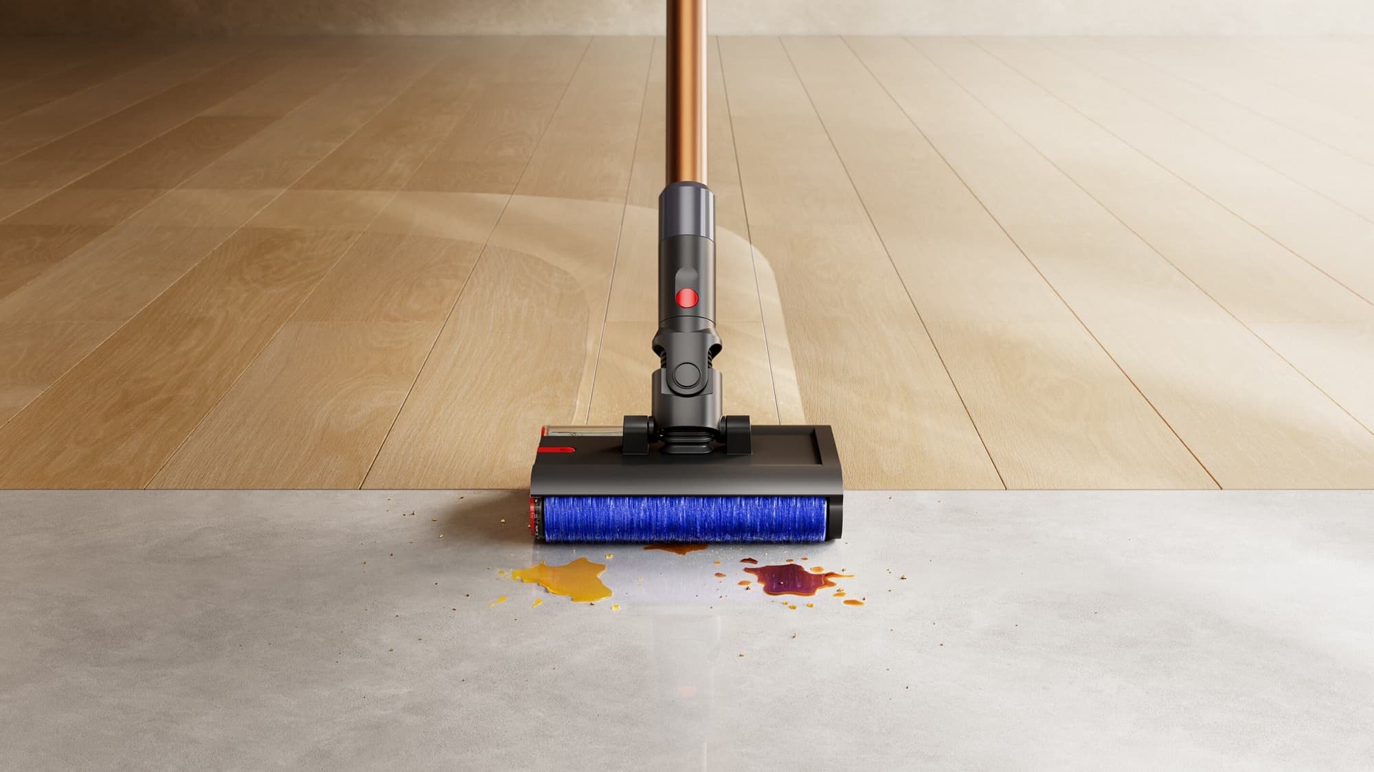 Washing tiles and wooden floor