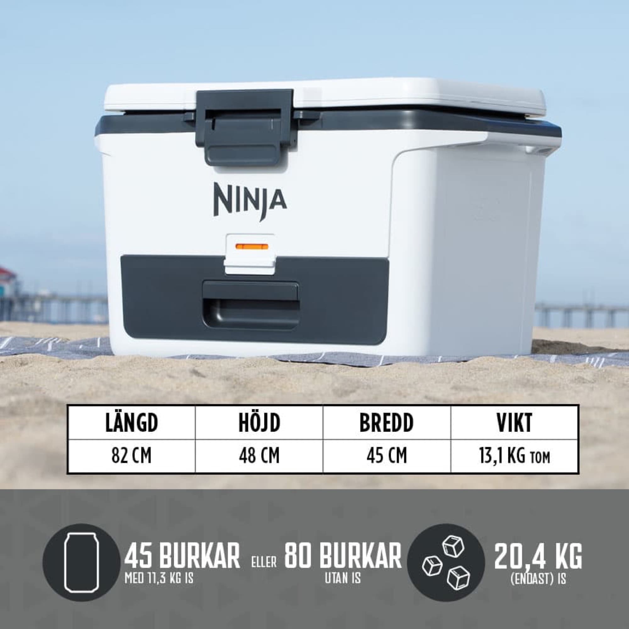 The cooler's dimensions and capacity