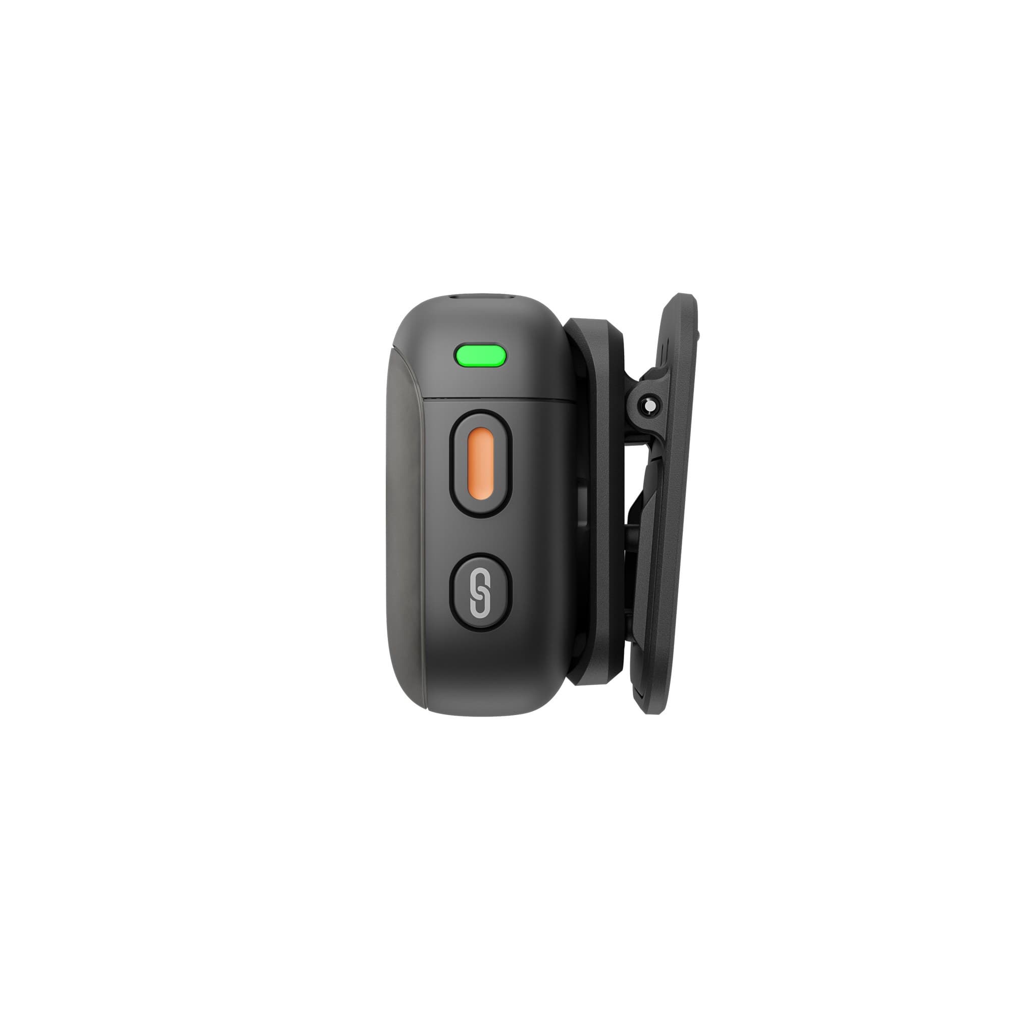 The transmitter from the side with clip