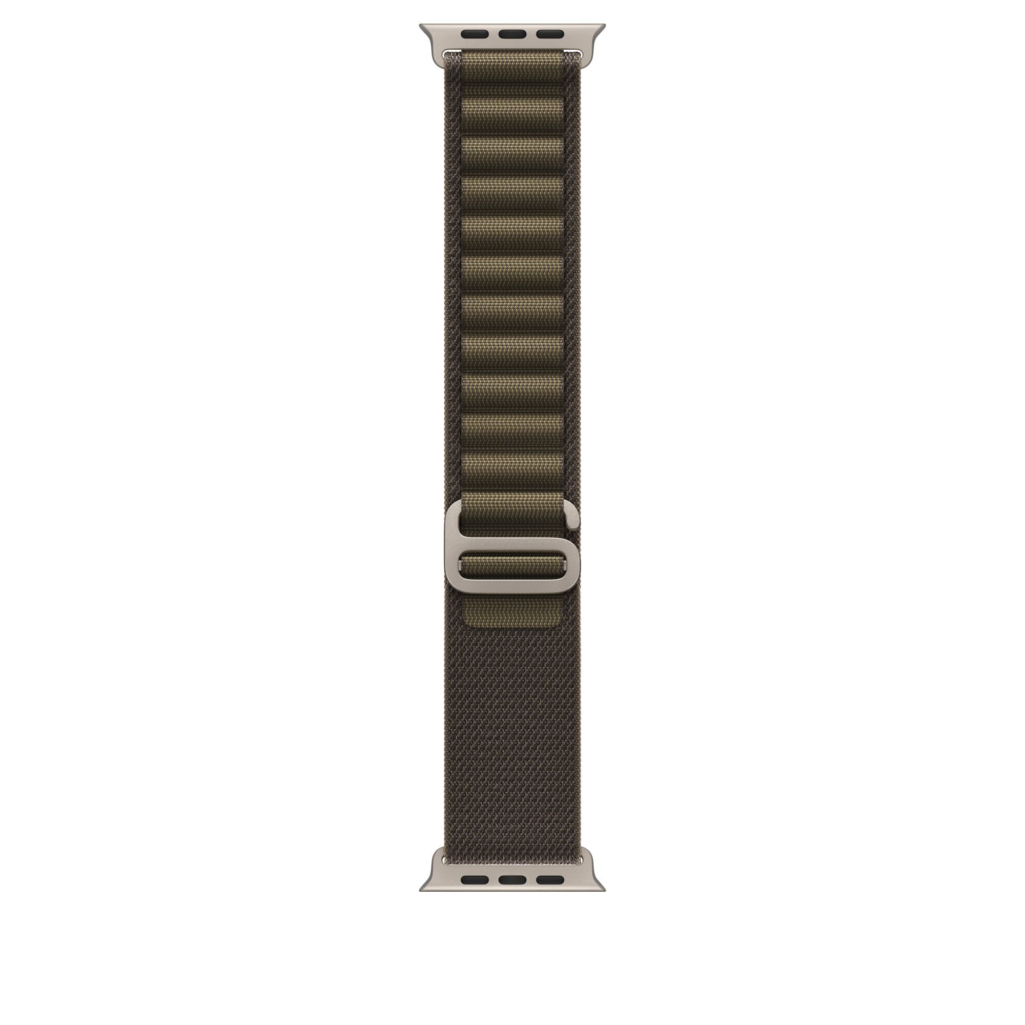 Alpine Loop for Apple Watch in dark olive, natural titanium