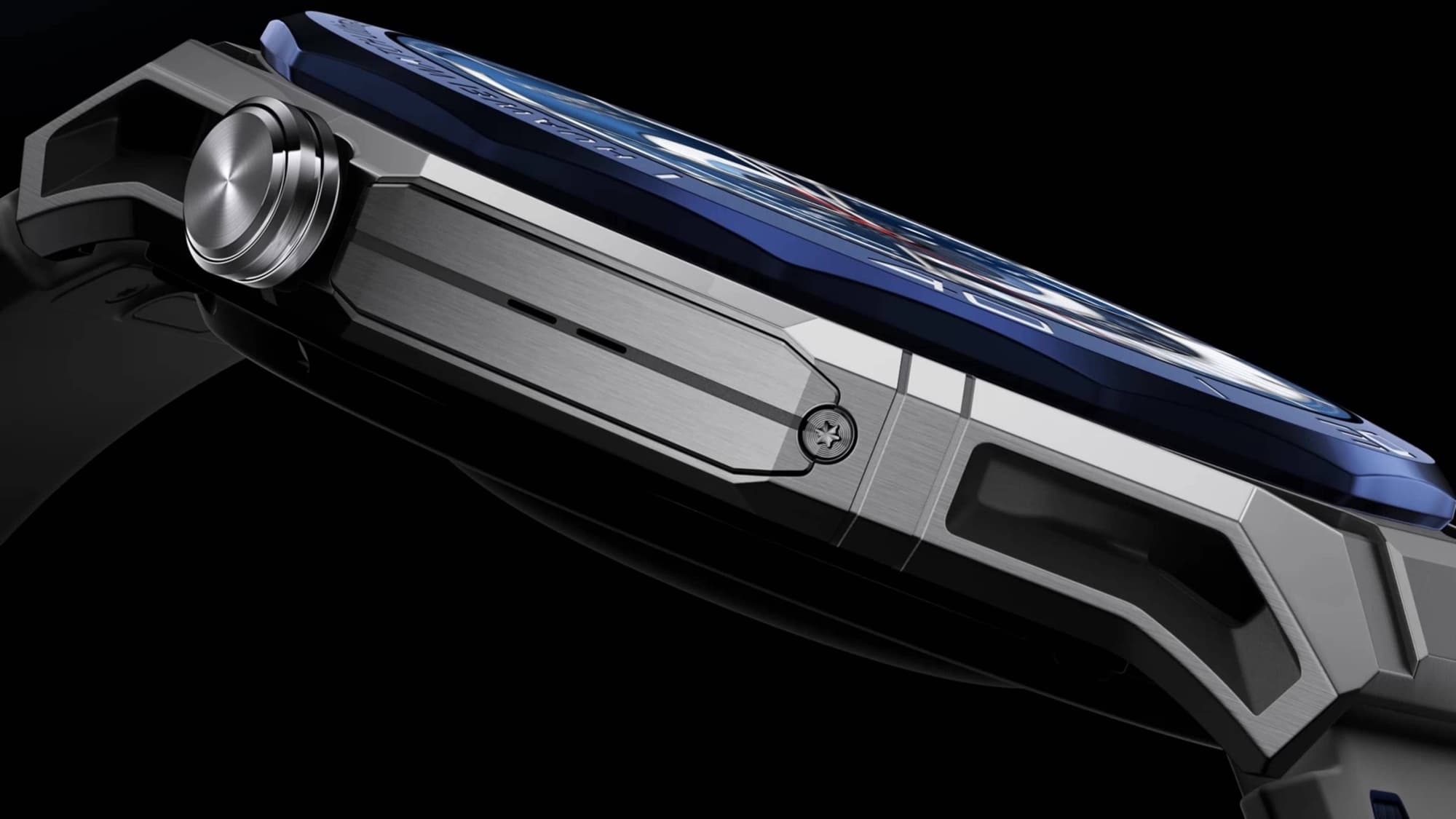 Close-up of the case side