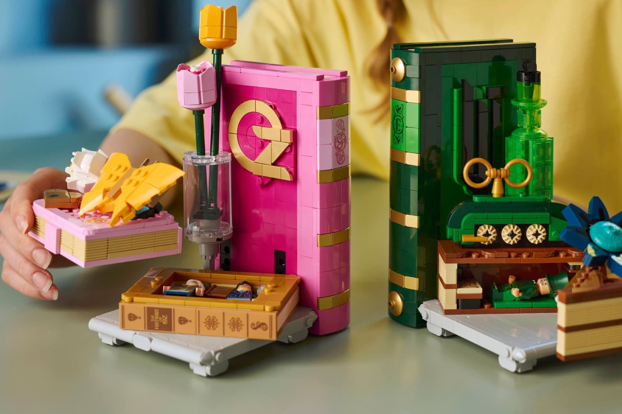 LEGO Wicked bookends being built and played with