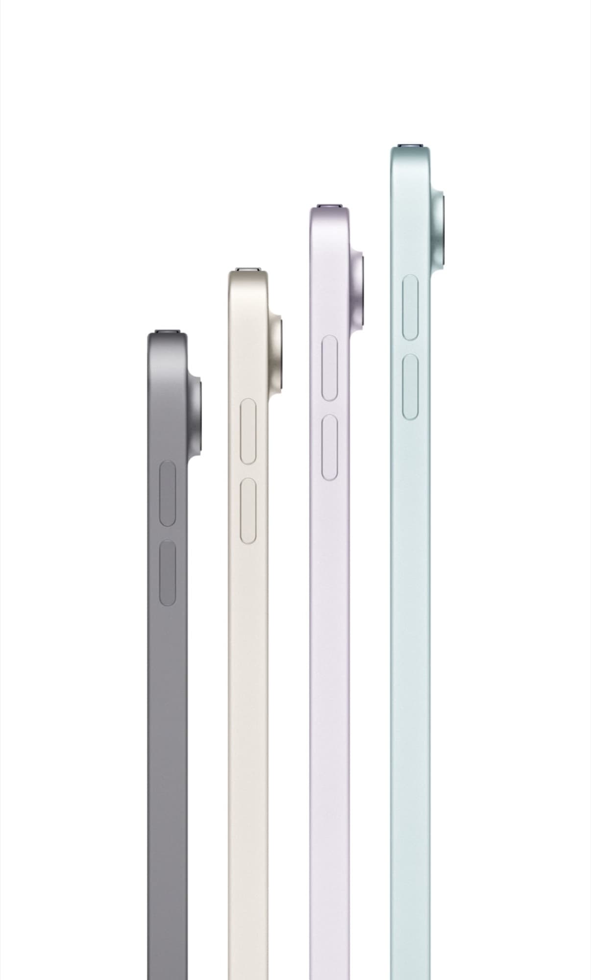 The edges of iPad Air in four colours