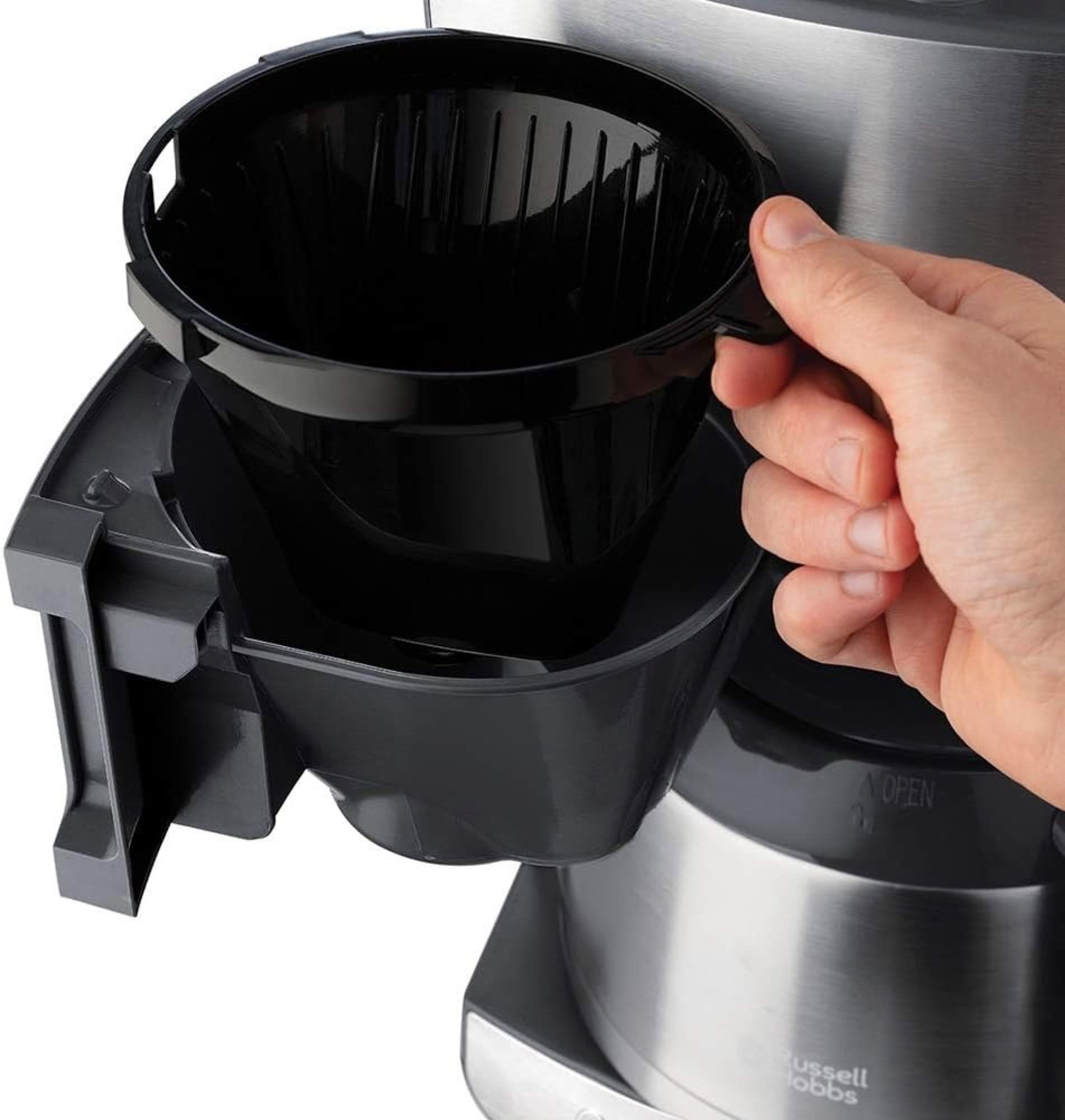 The filter holder swings out