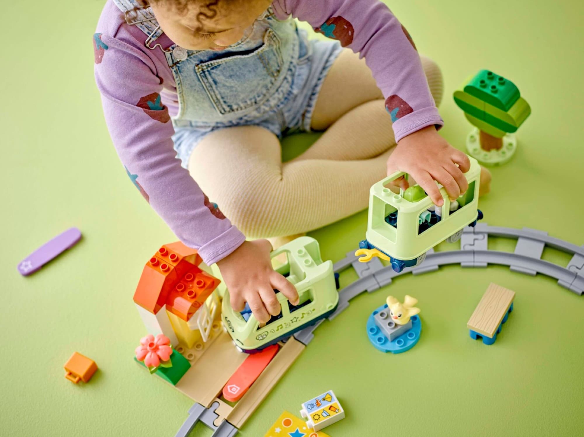 DUPLO interactive adventure train being built and played with