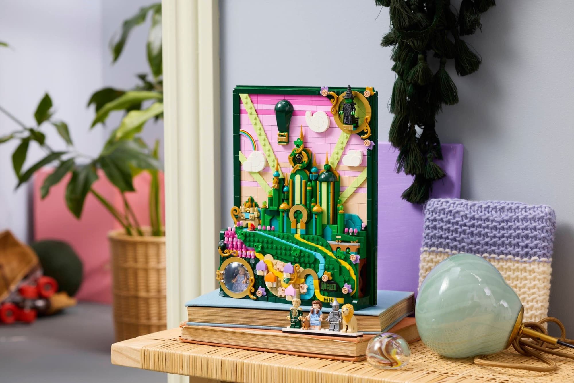 LEGO Wicked wall art being built and played with