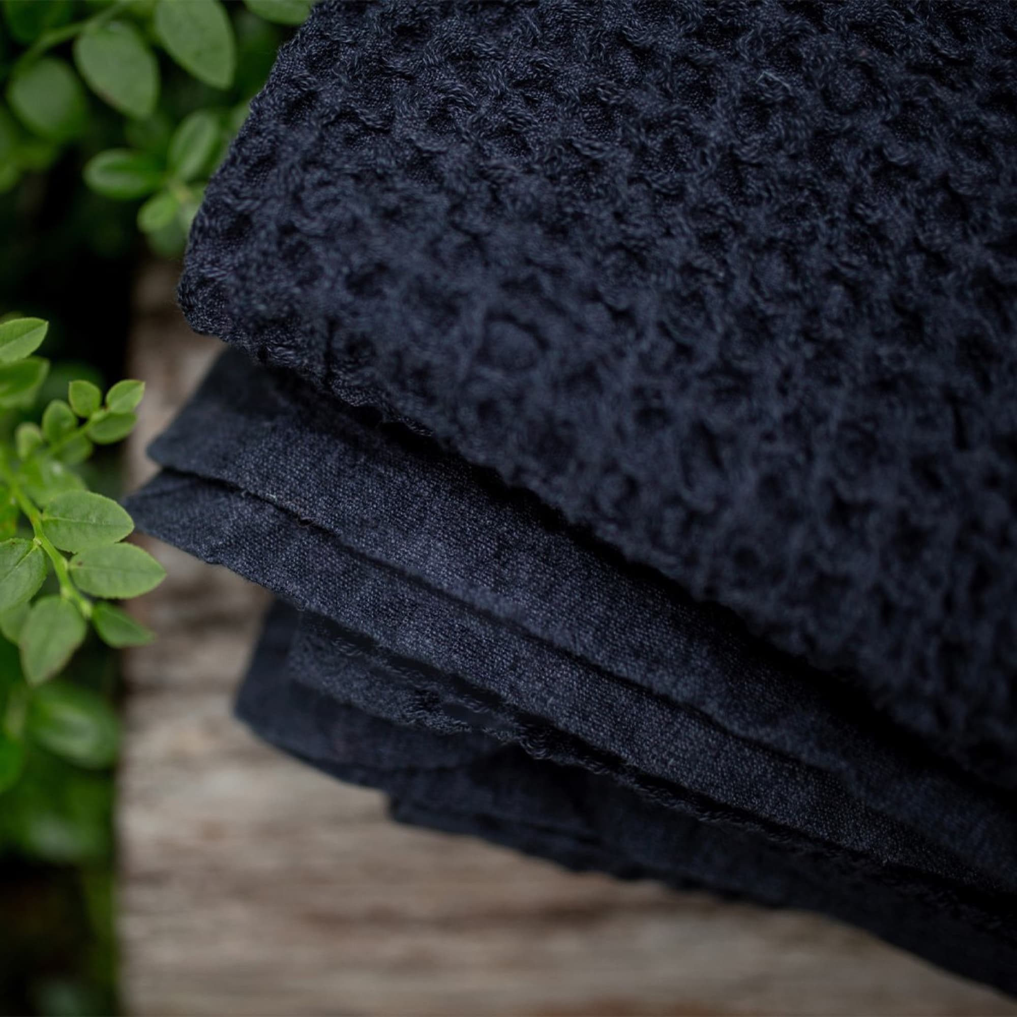 Black waffle bath sheets